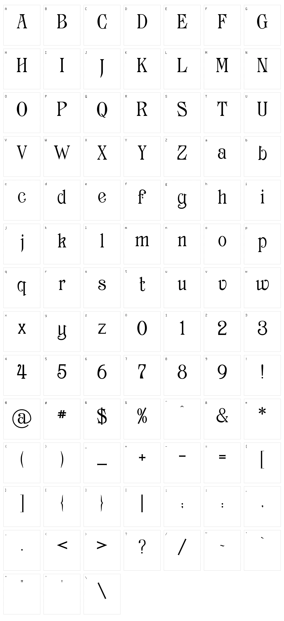 Archaic 1897 Character Set