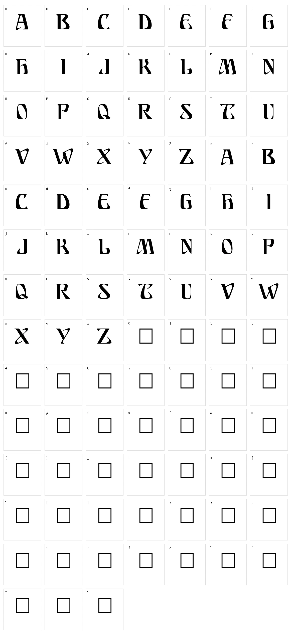 Ariosto Character Set