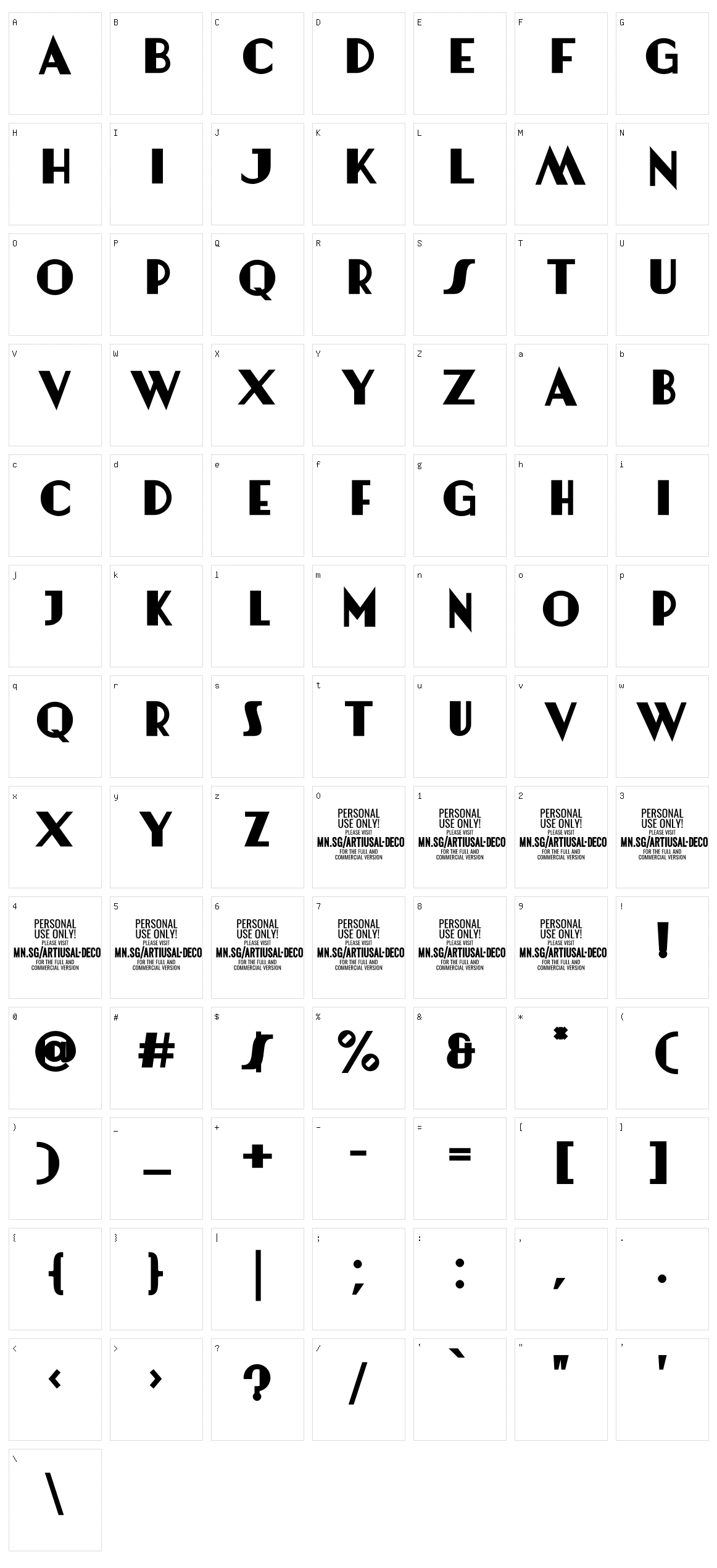 Artisual Deco Character Set
