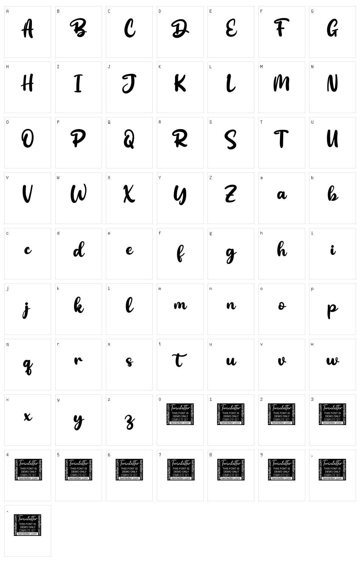 Bintank Character Set