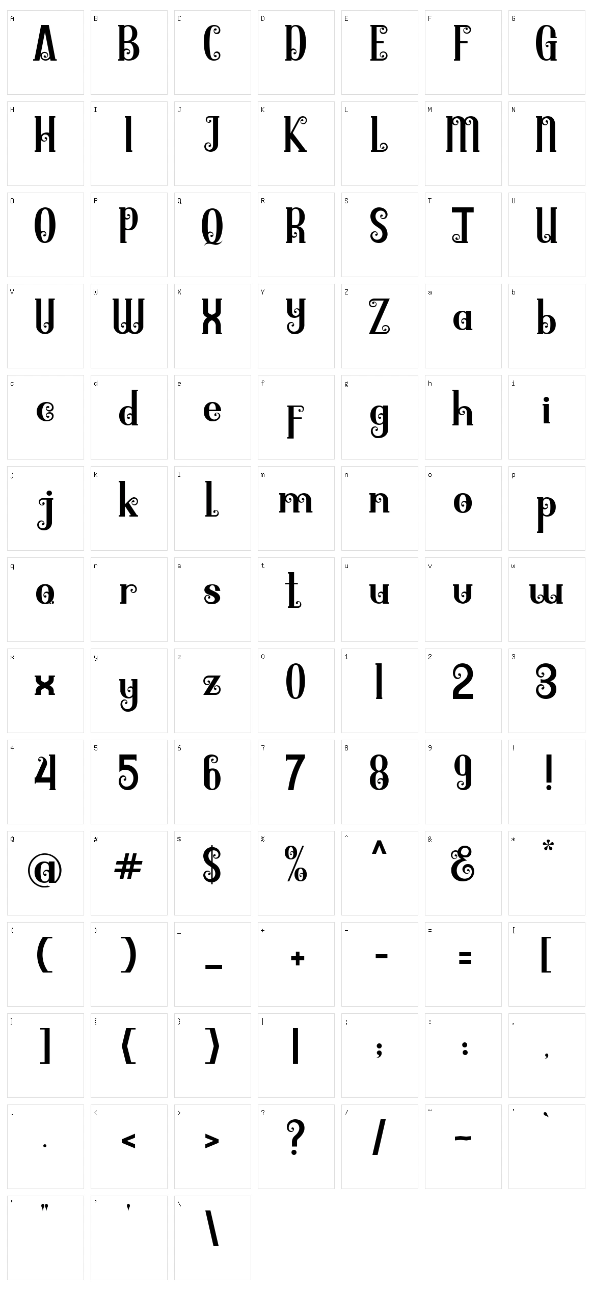 Barringtone Character Set