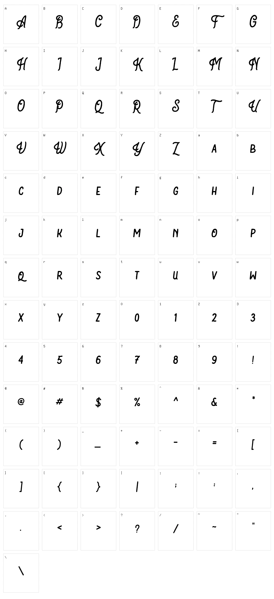 Bartond Typeface Character Set