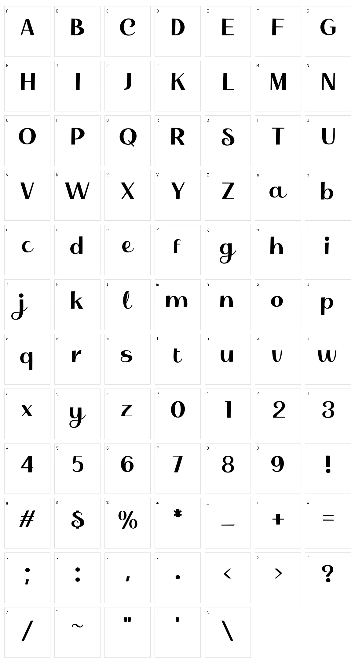 Belmist Character Set