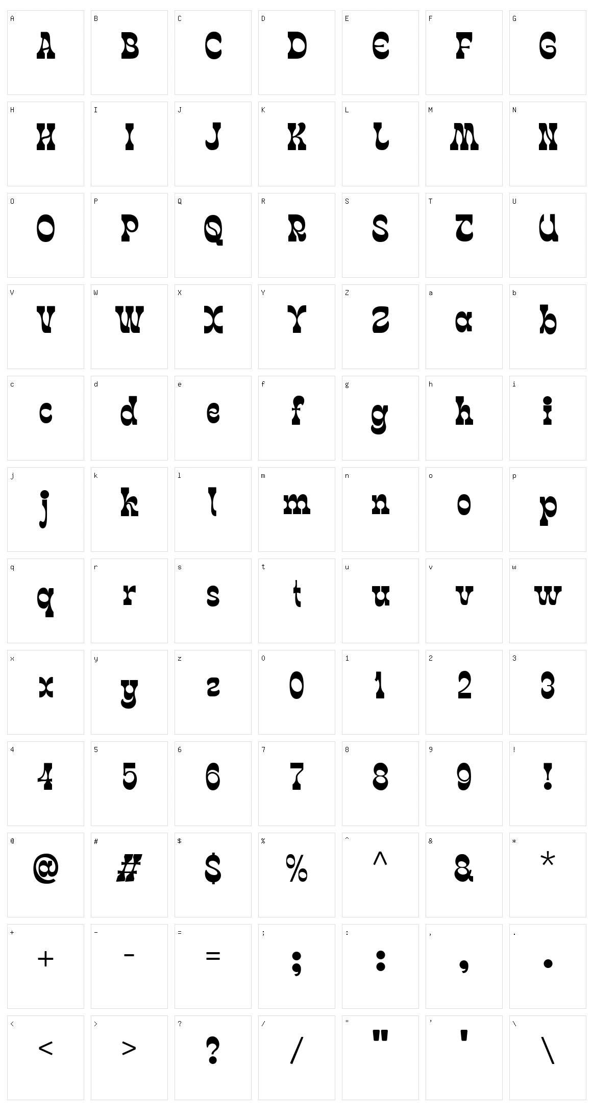 Bergas Character Set
