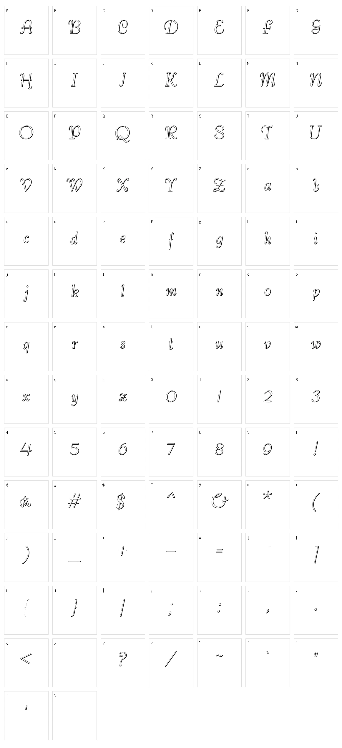 Bernardo Beveled Character Set