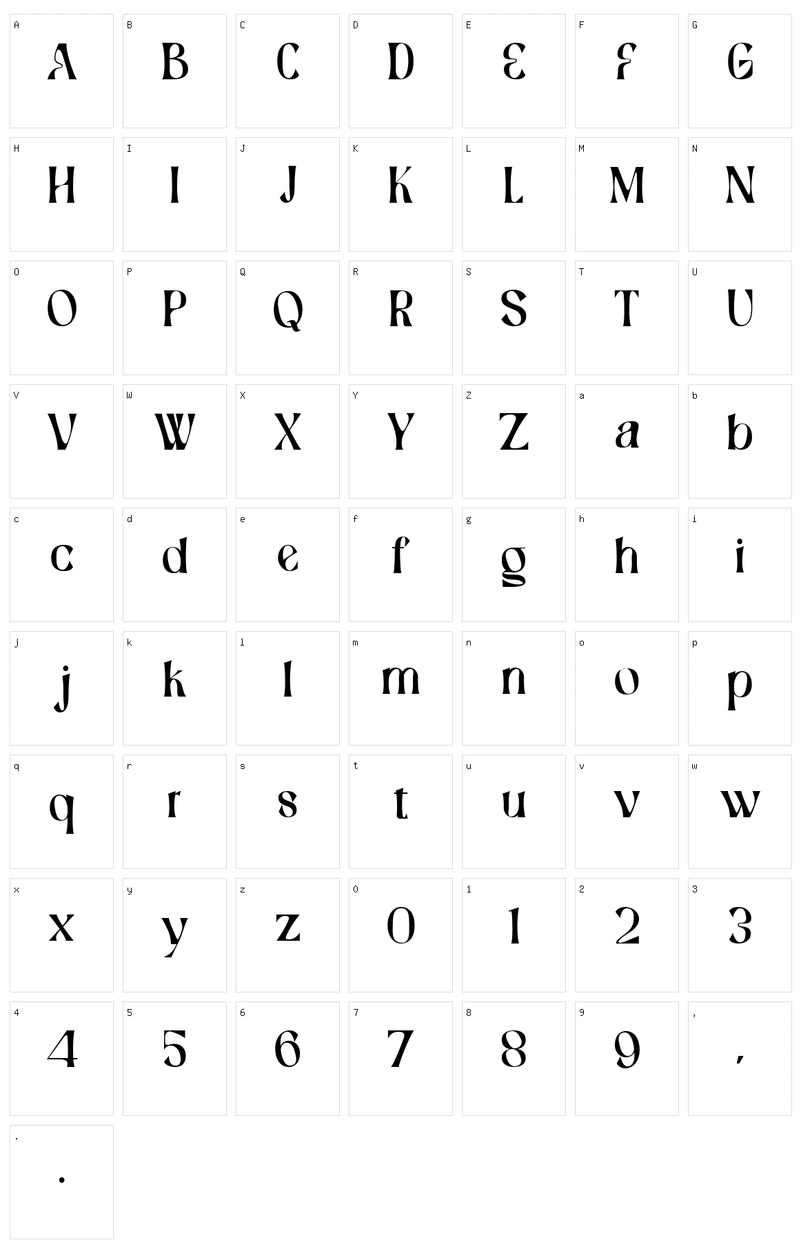 Bernat Burnoe Character Set