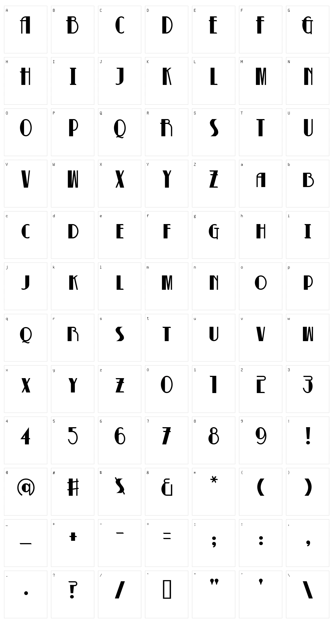 Betty Noir Character Set