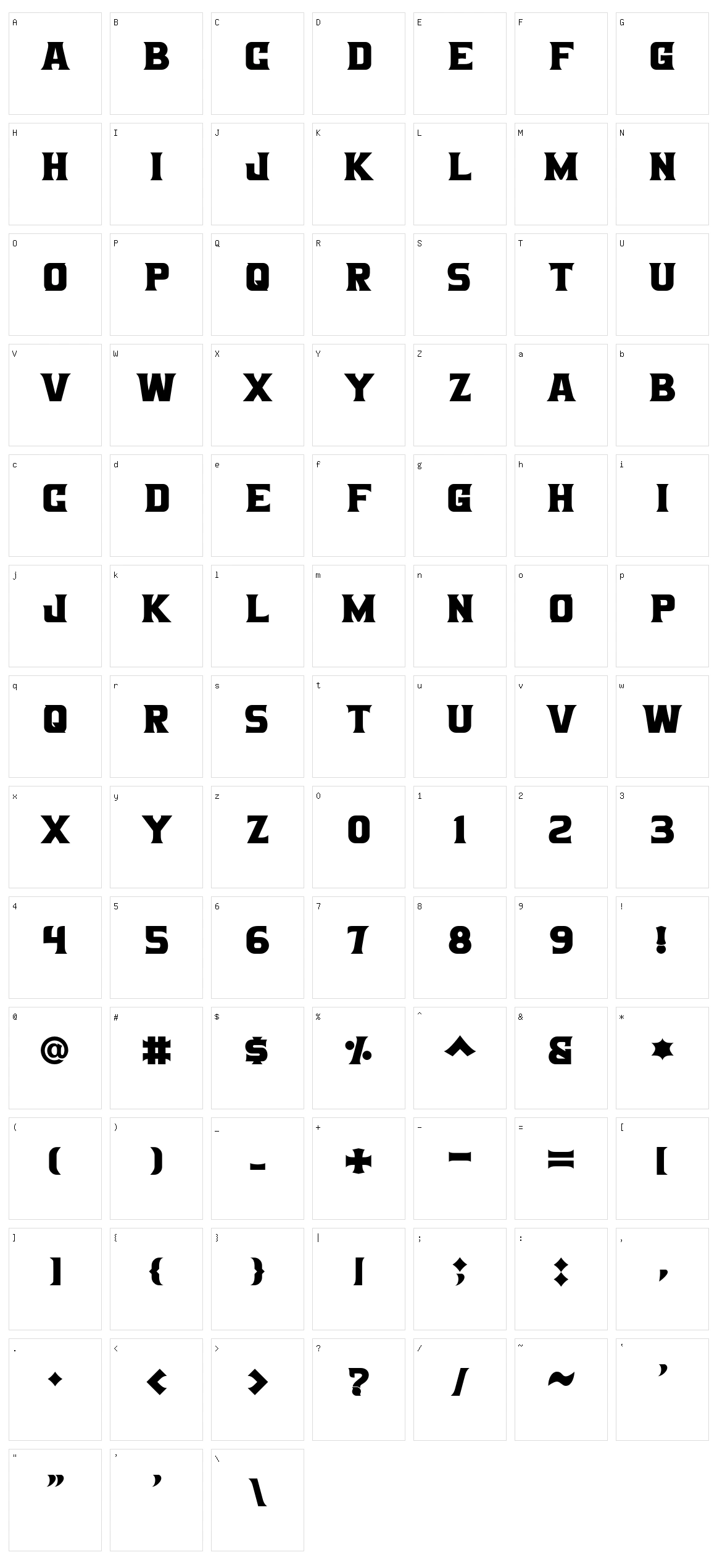 Bigboz Character Set