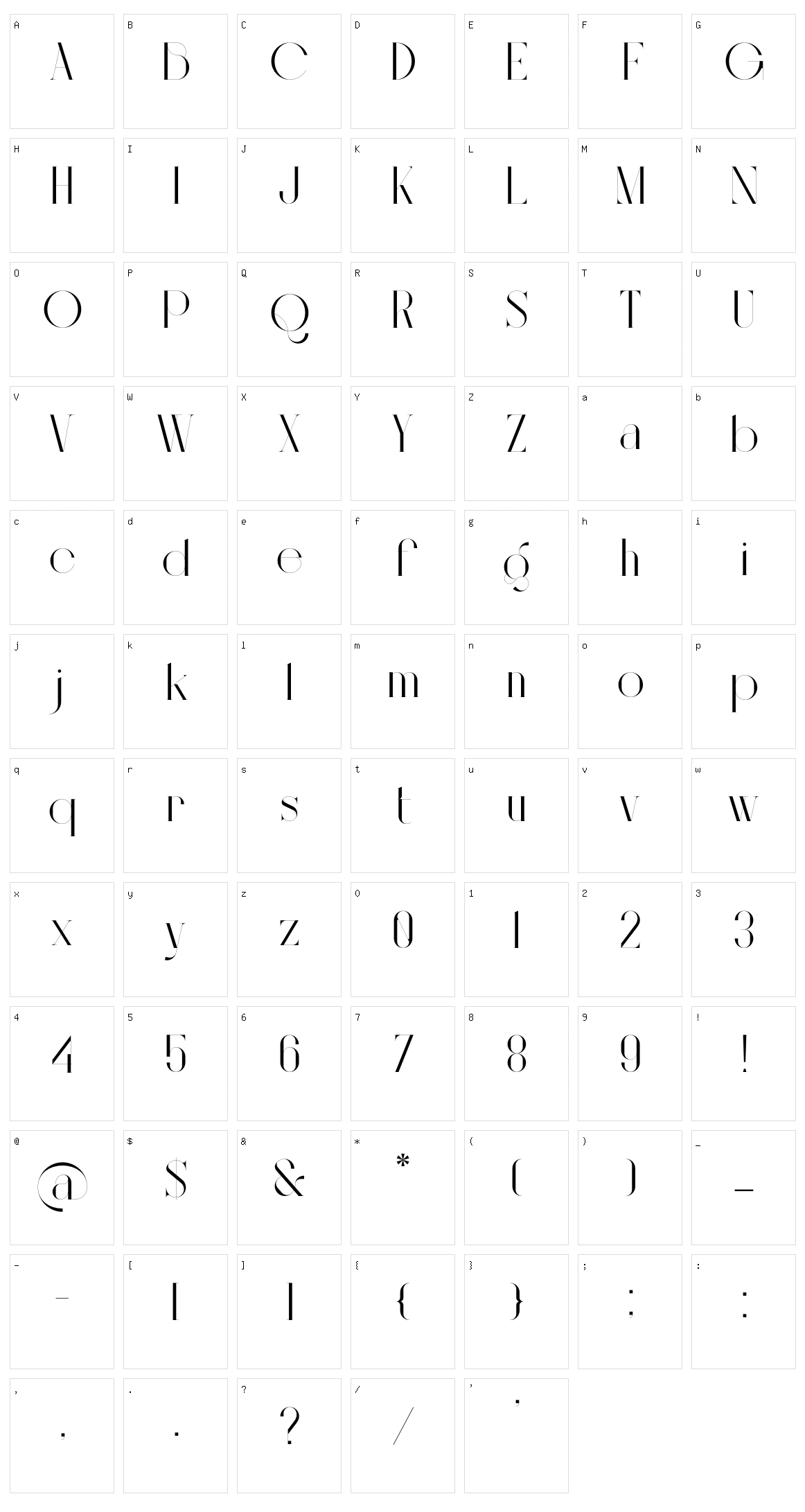 Bigilla Character Set