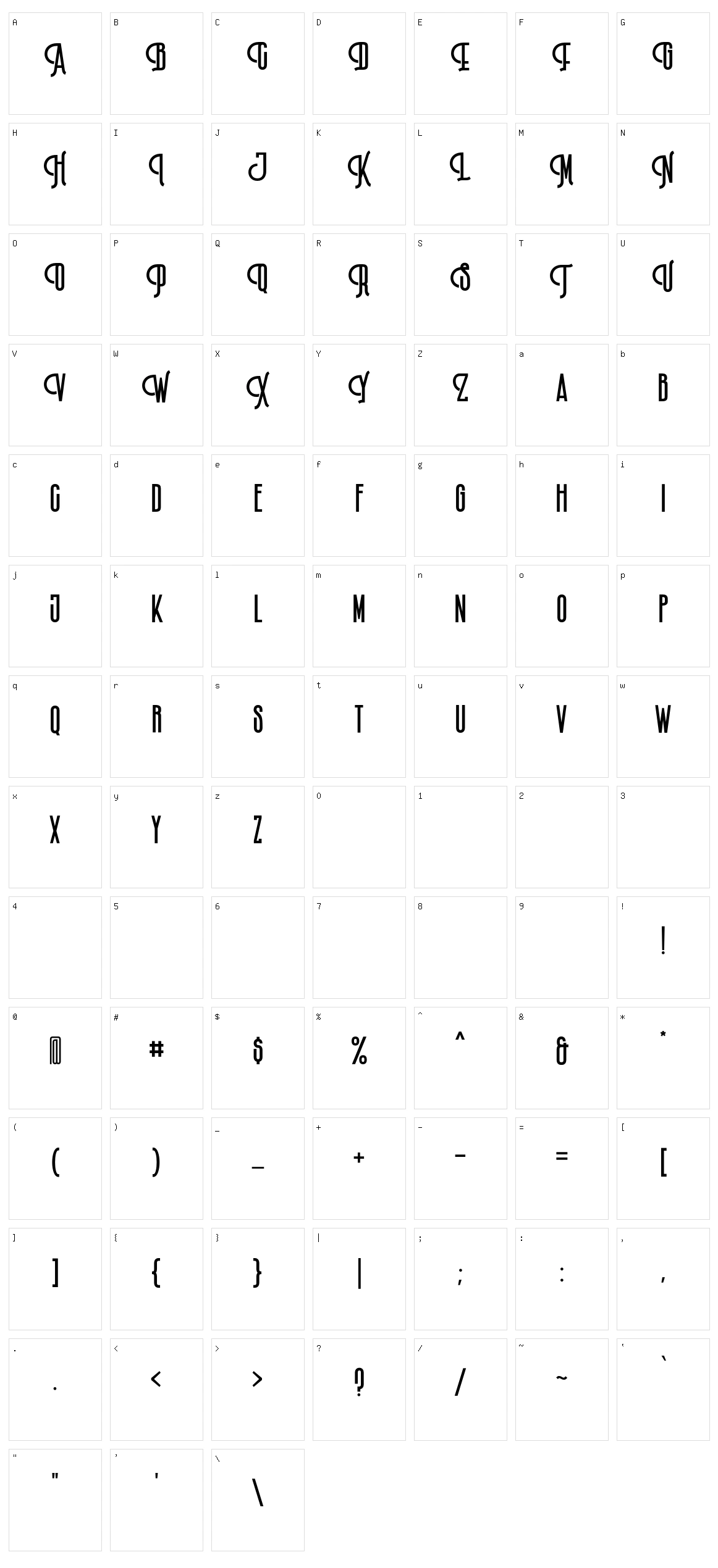 Billrocks Character Set