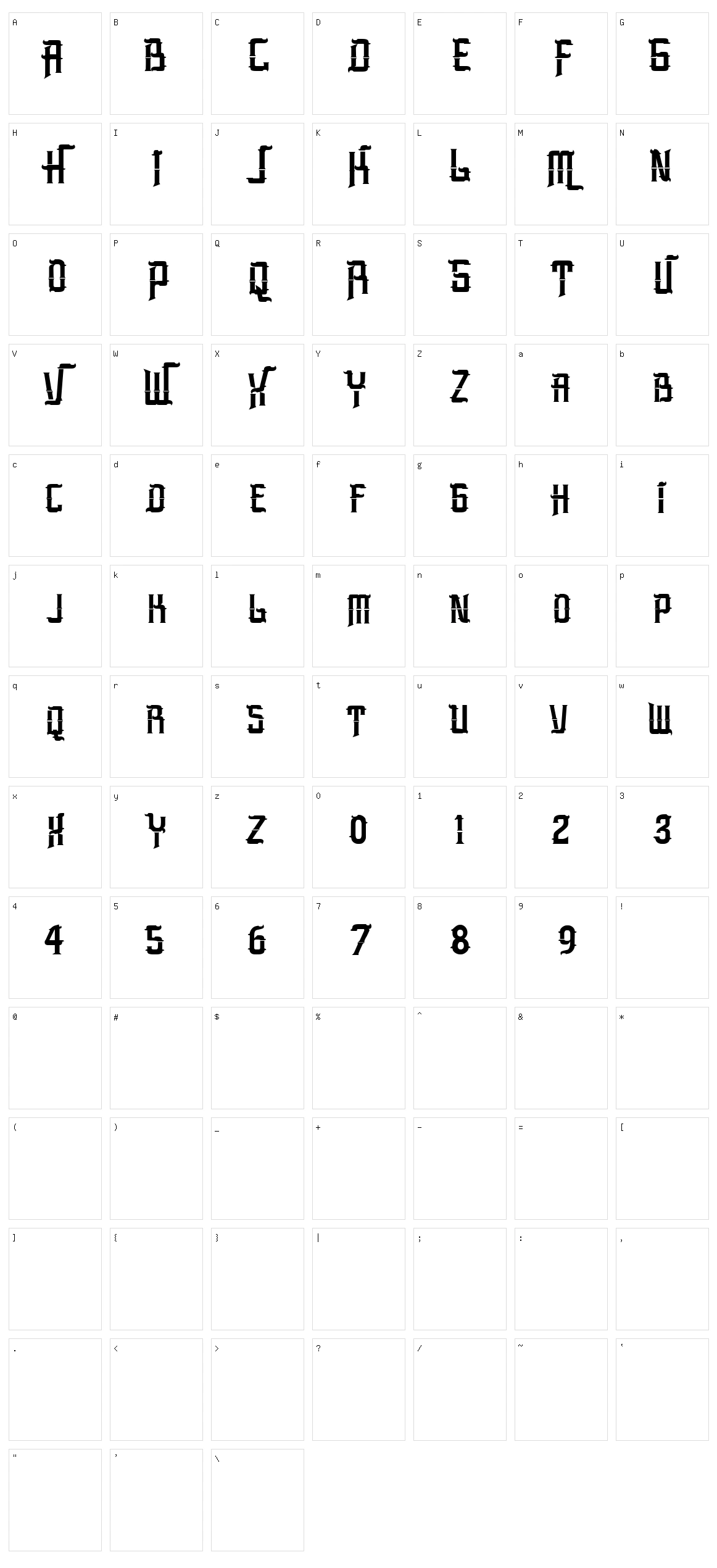 Bimanails Character Set