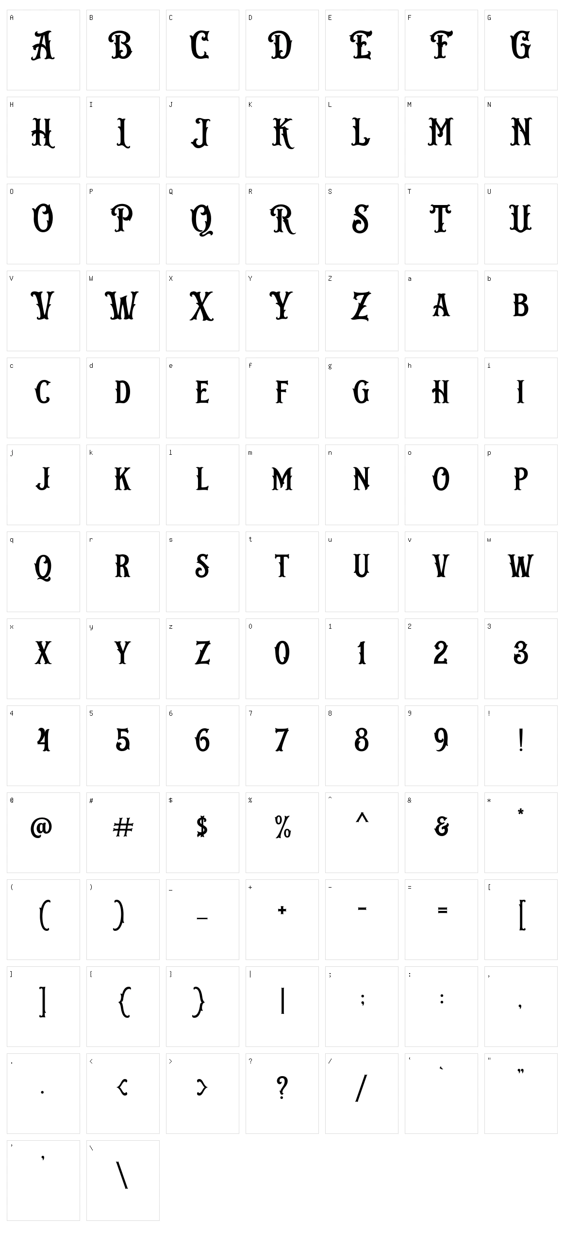 Bistern Character Set