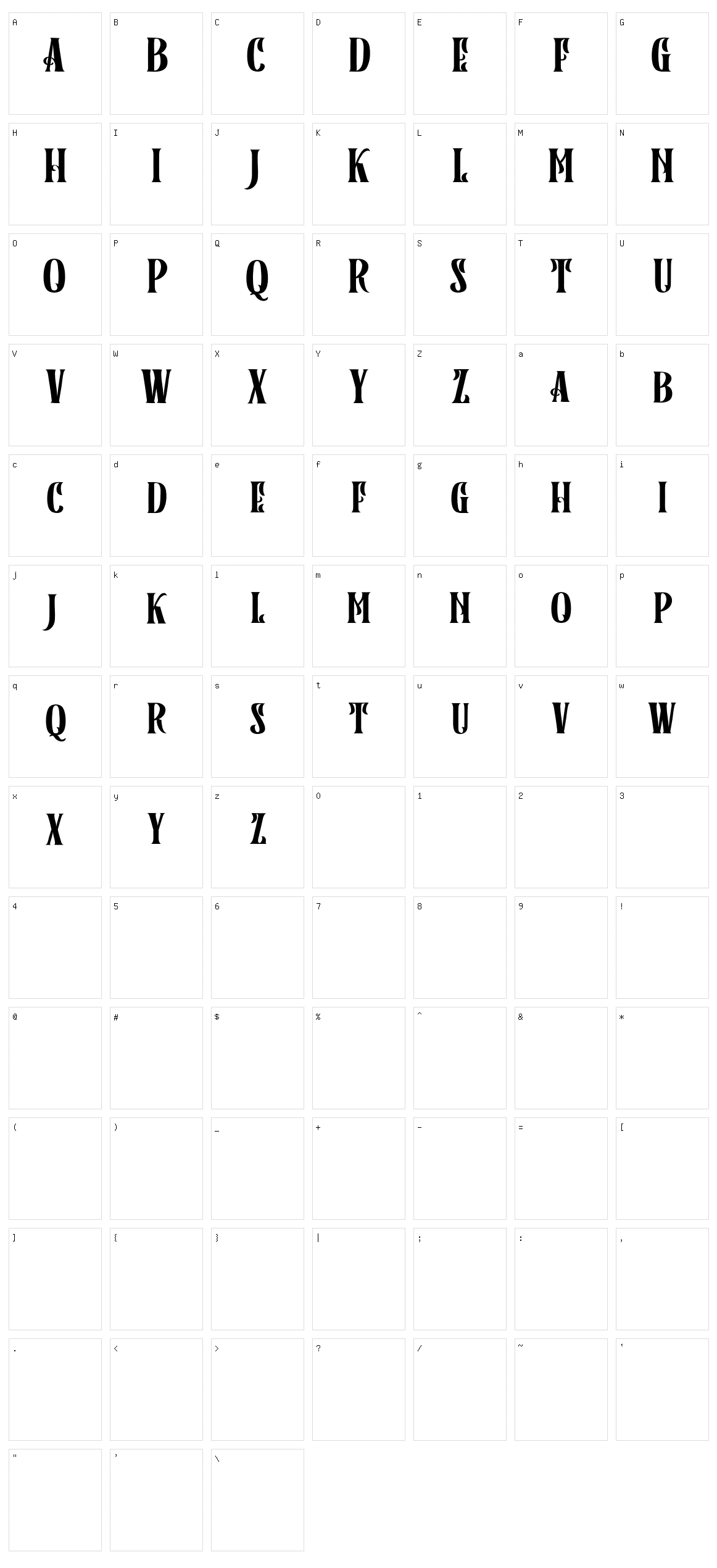 Black Rainbow Serif Character Set