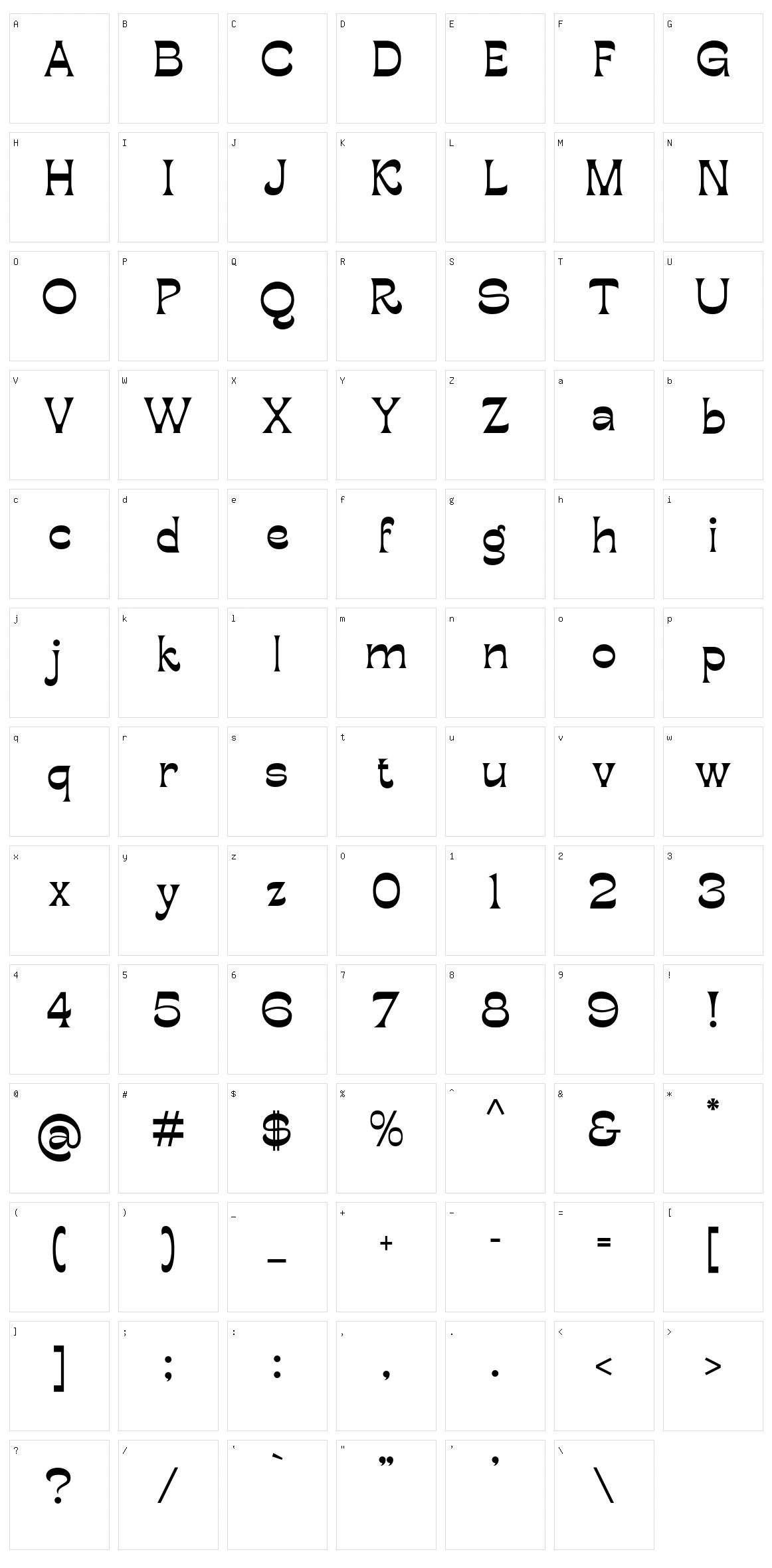 Bougerose Display Character Set