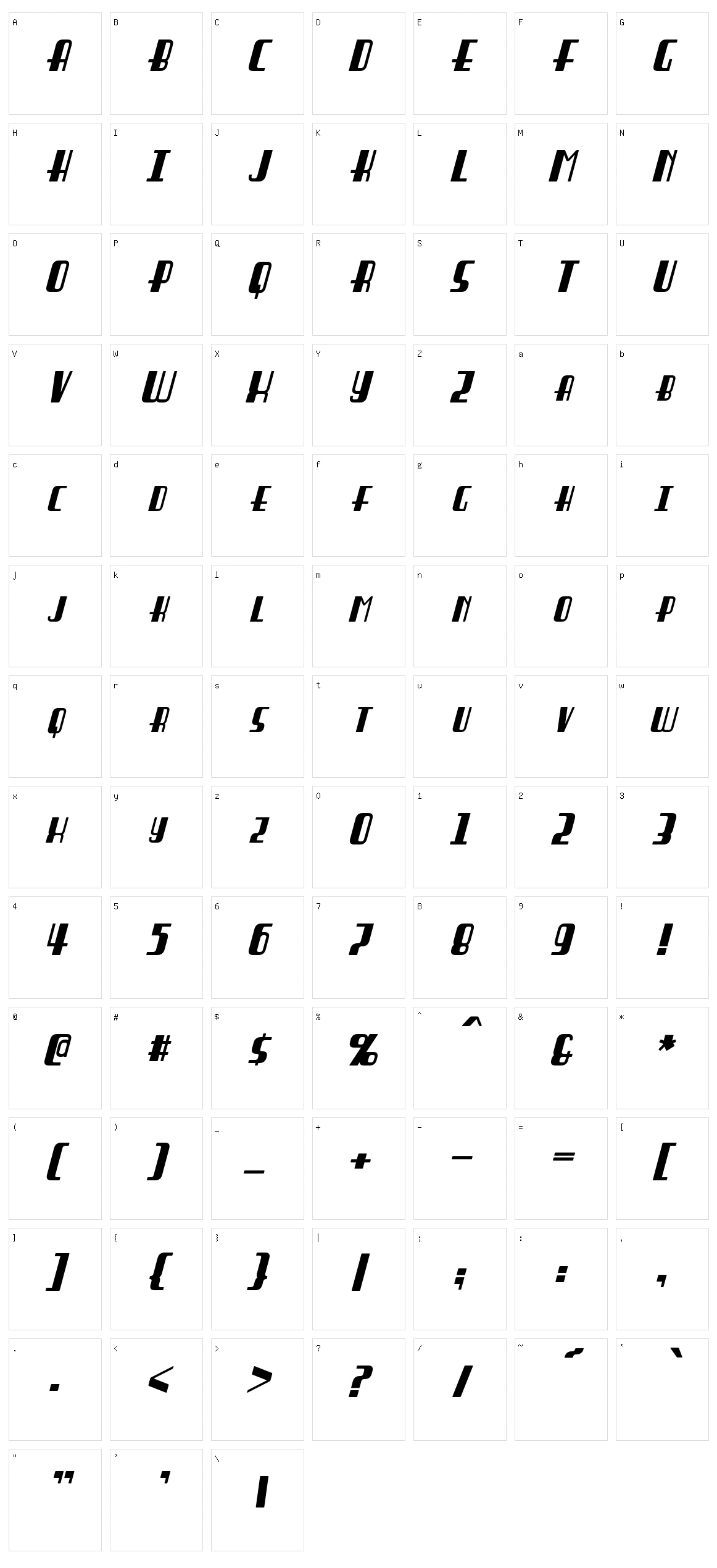 Braddington Character Set