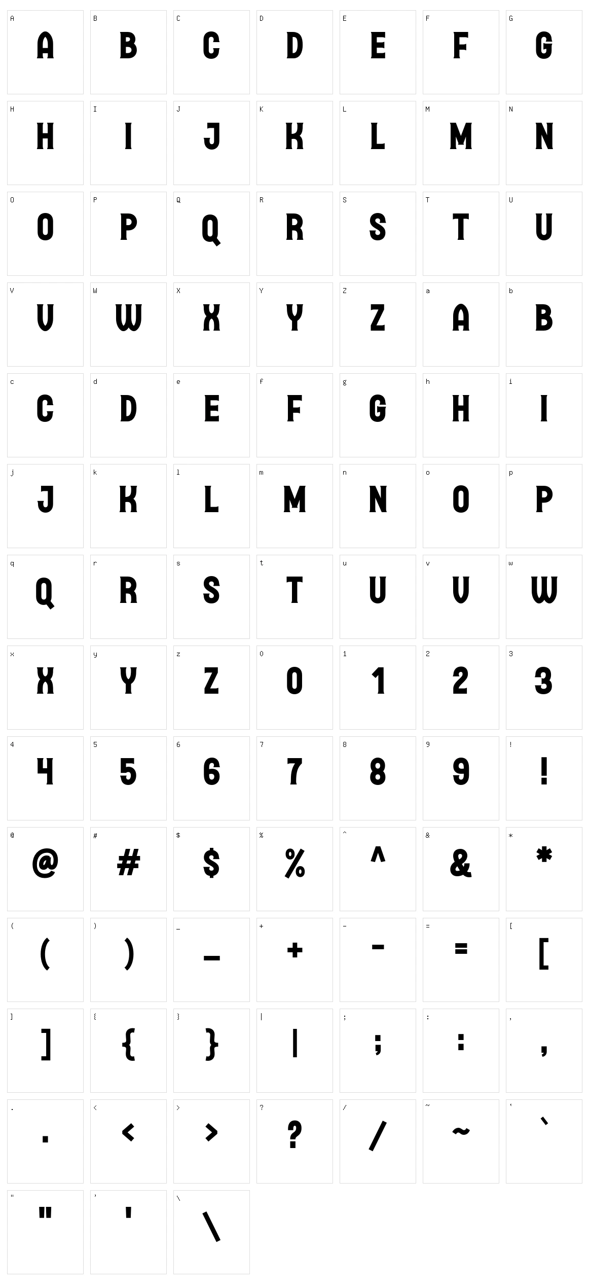 Brampton Serif Character Set