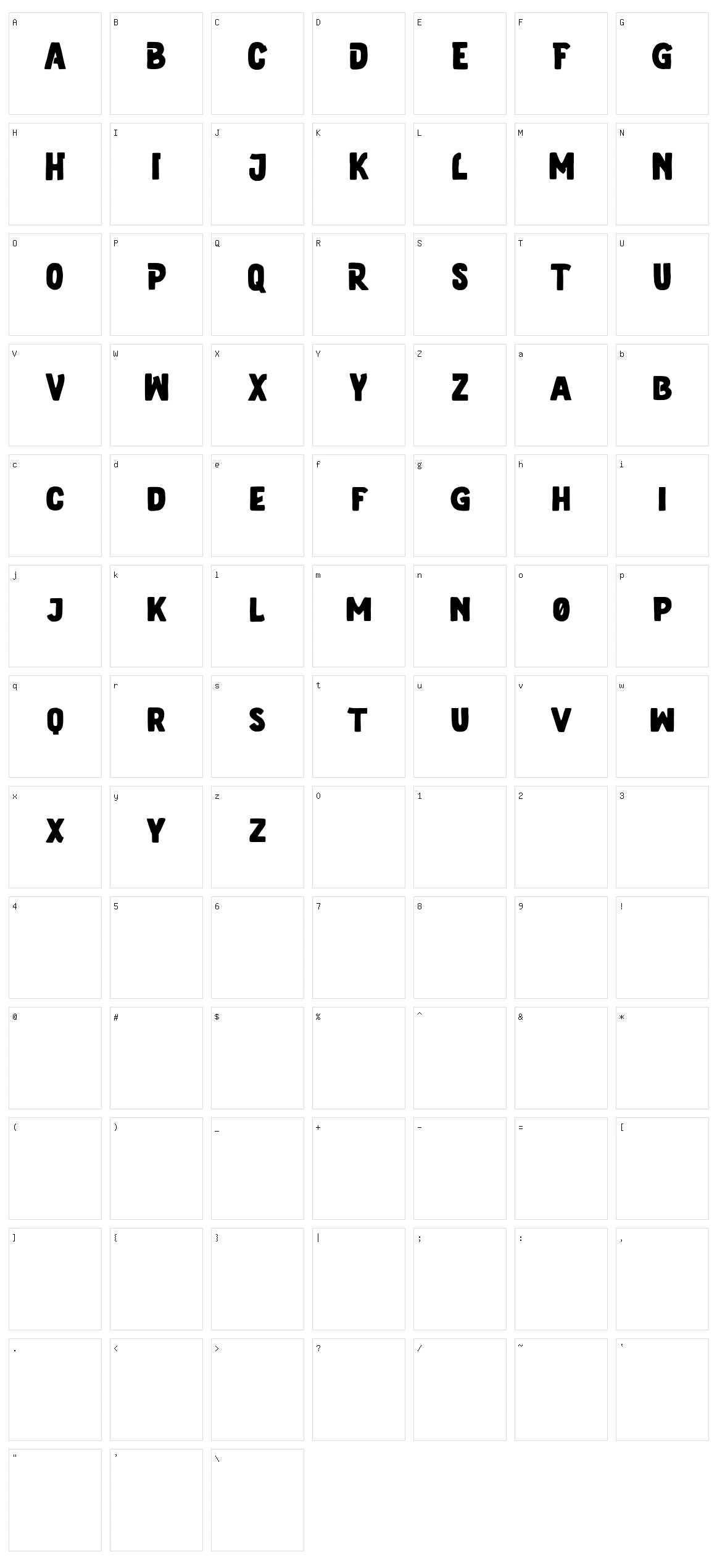 Bravhela Character Set