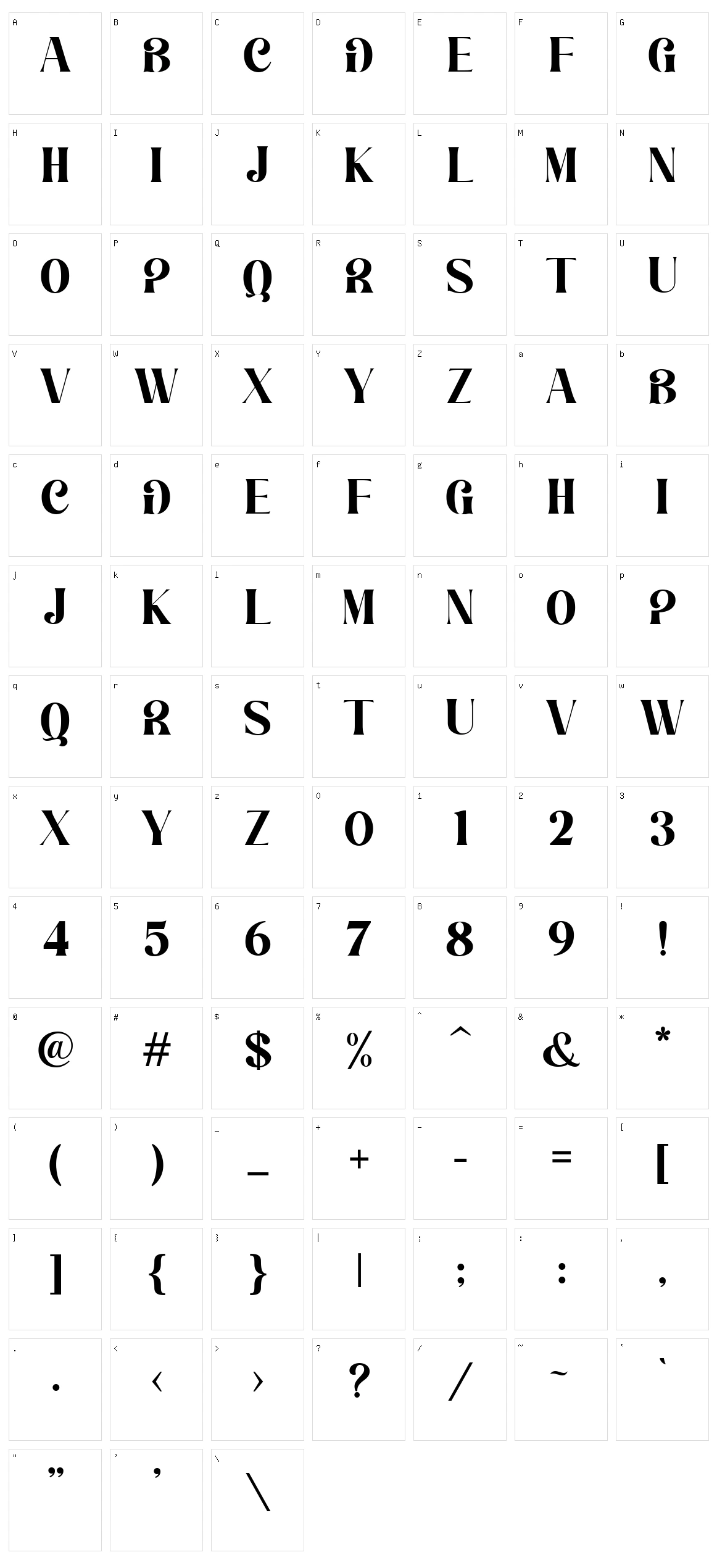 Brighton Daction Character Set