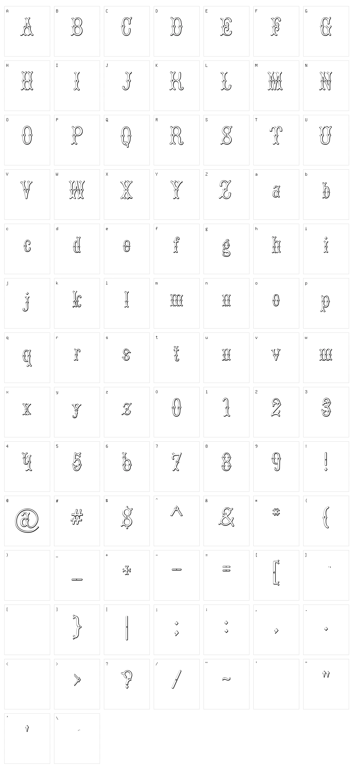 Bruce Double Pica Beveled Character Set