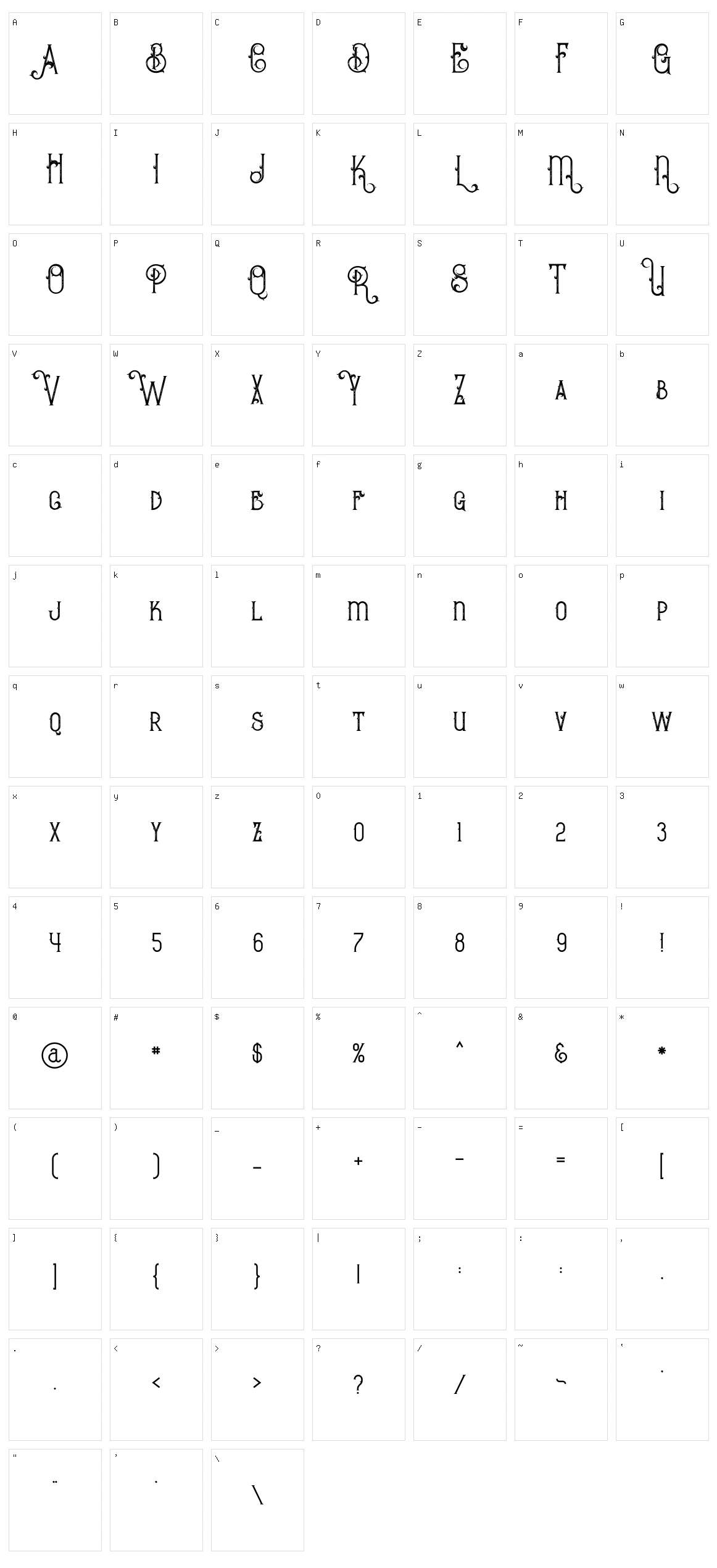 Bureno Character Set