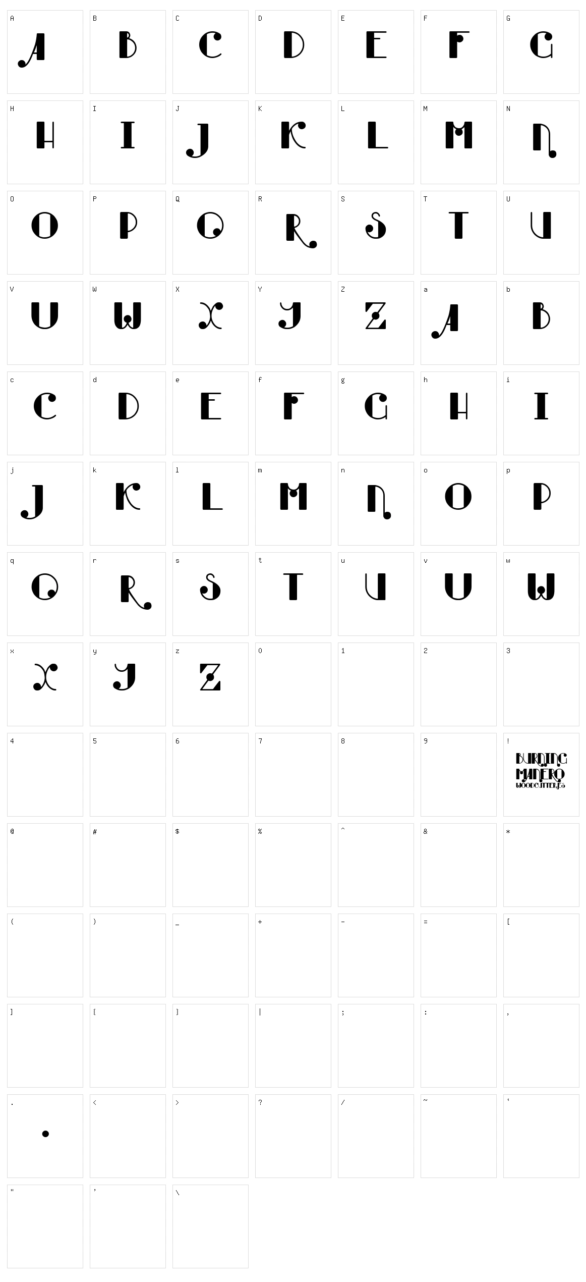 Burning Manero Character Set