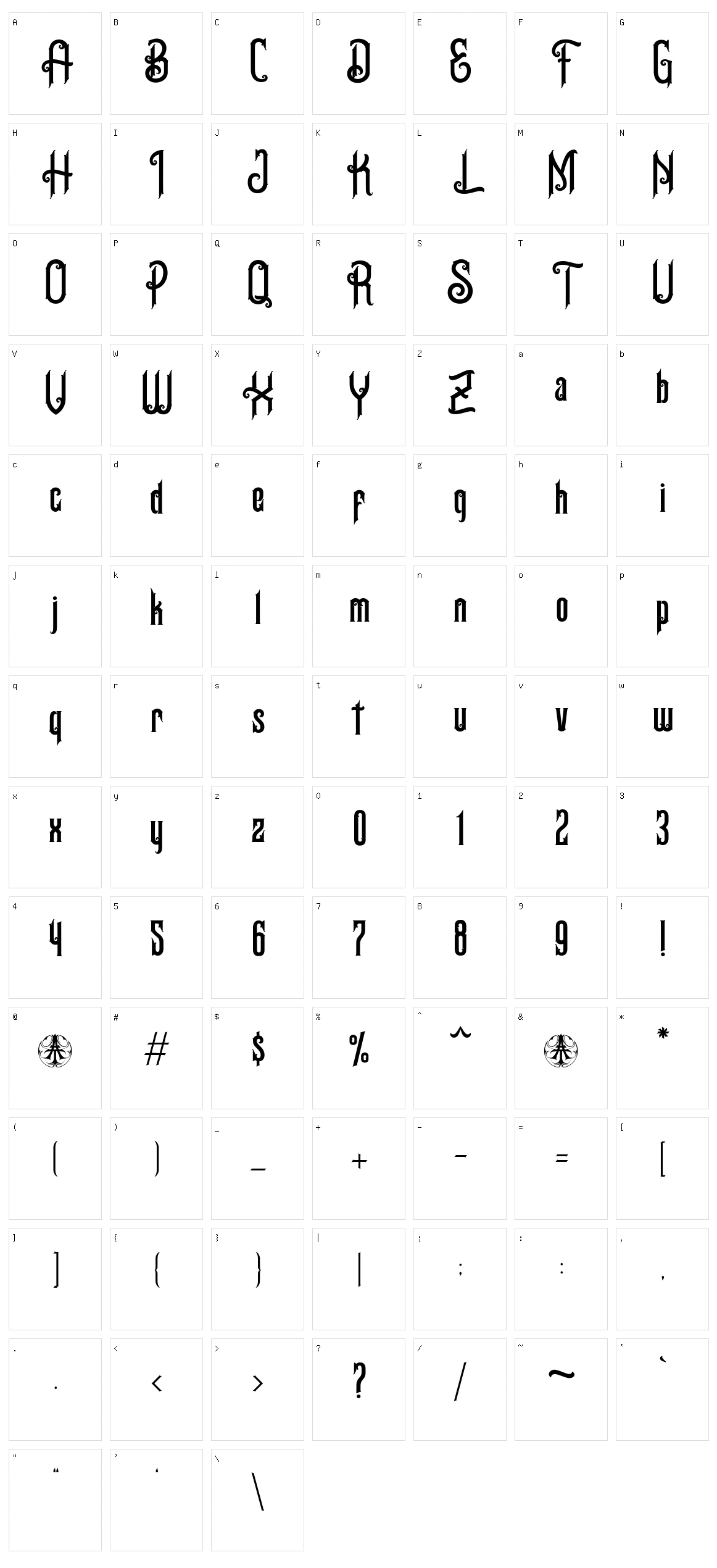 Buzanthe Character Set