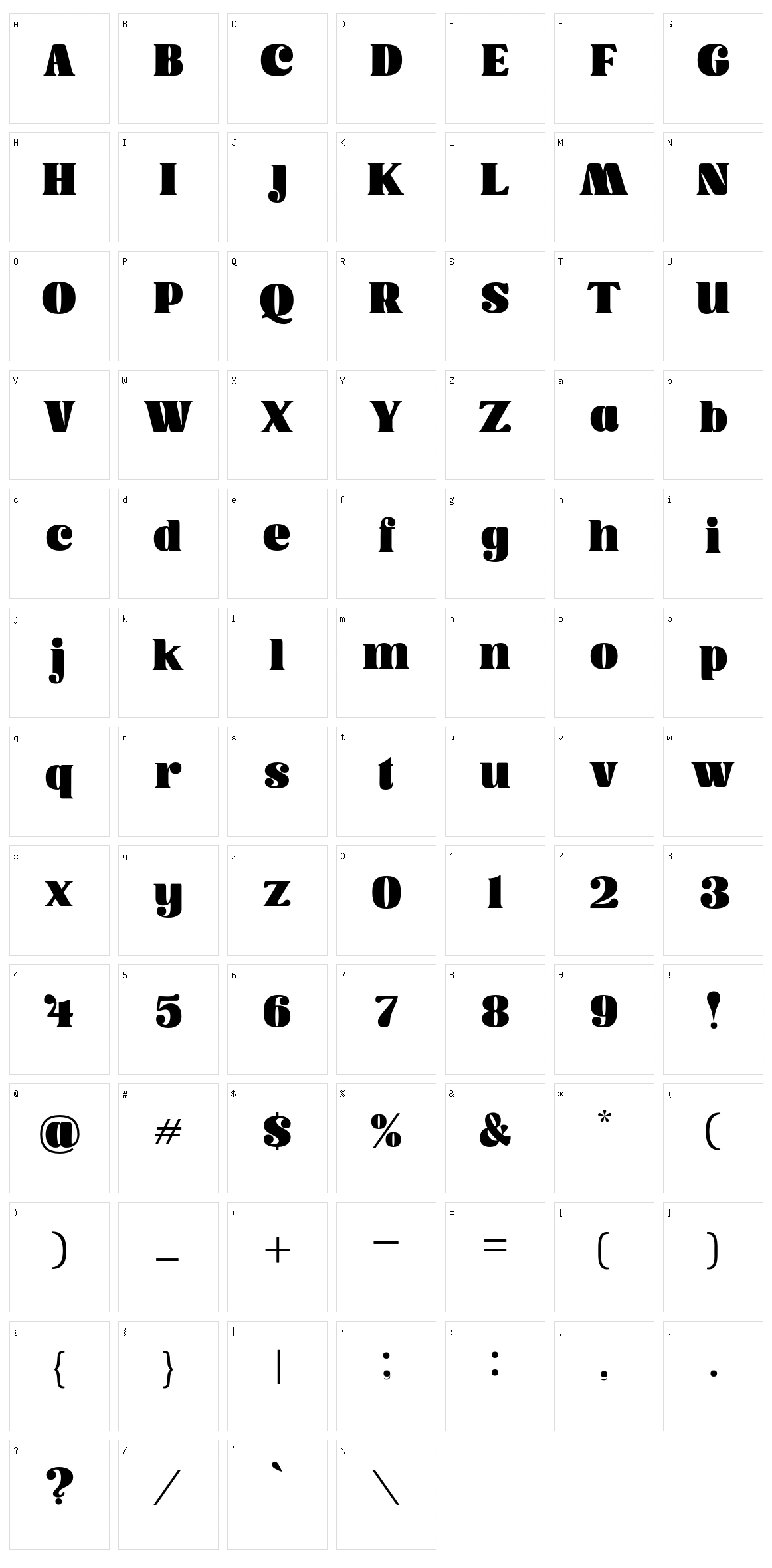 Canbera Character Set