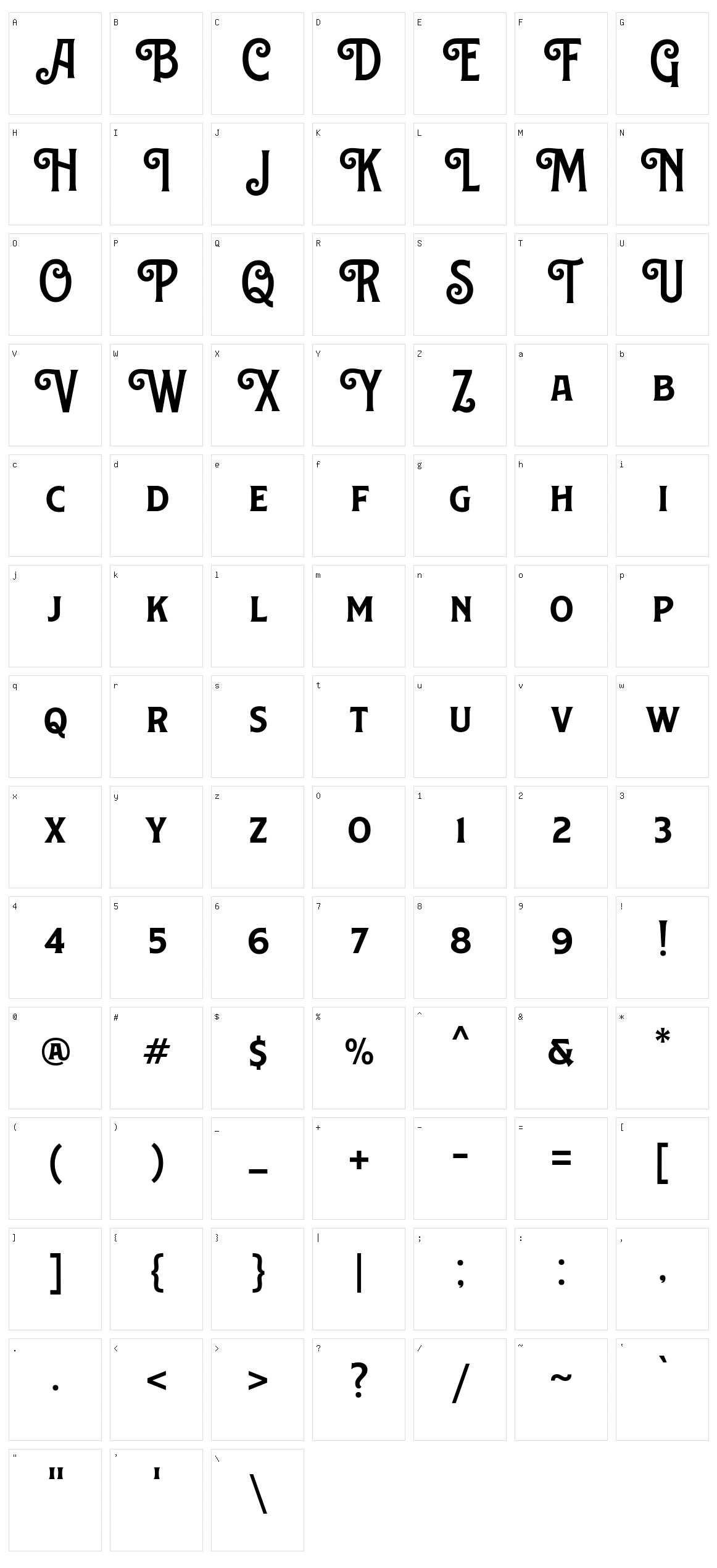 Caniste Character Set