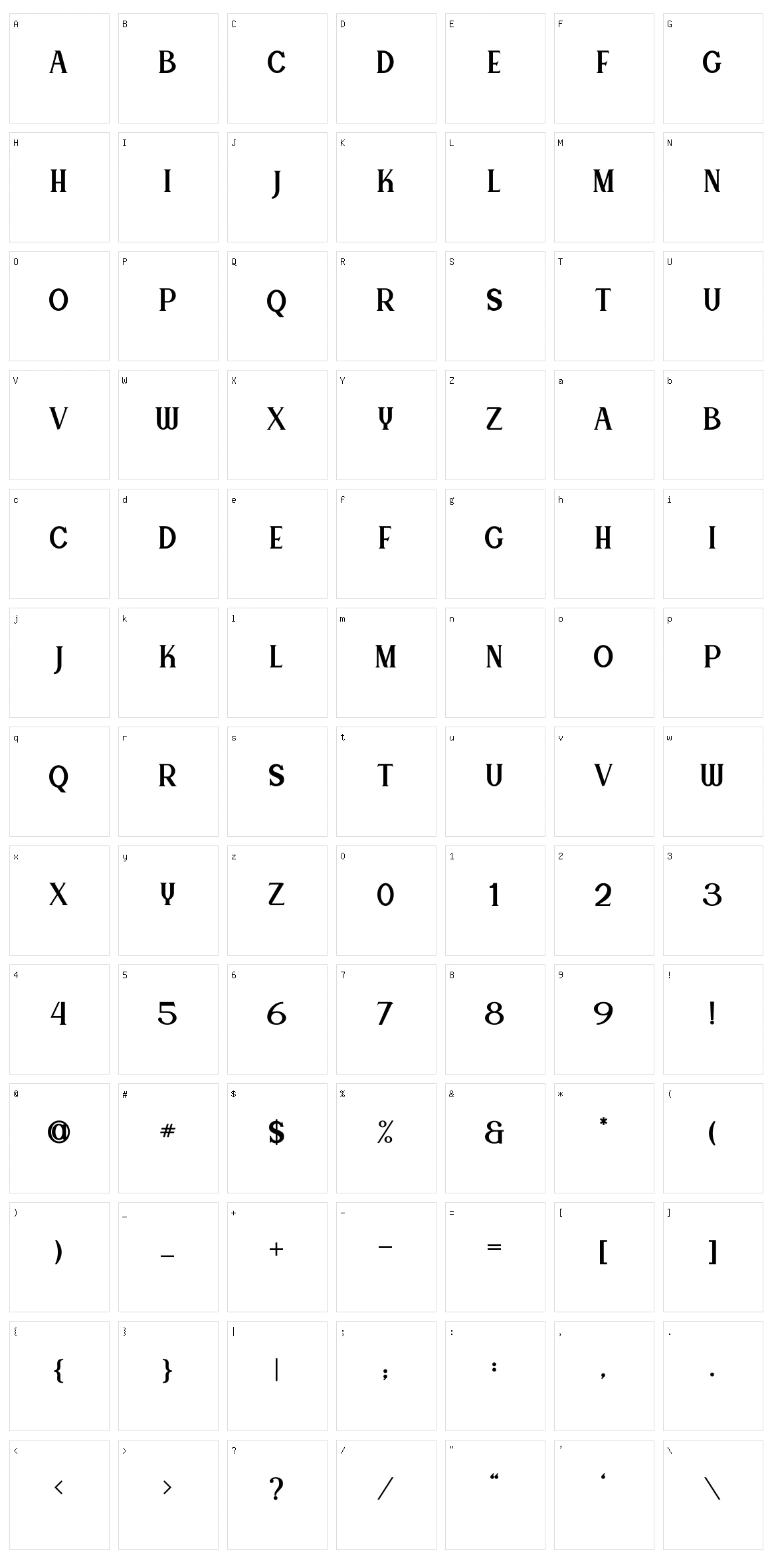 Canting Character Set