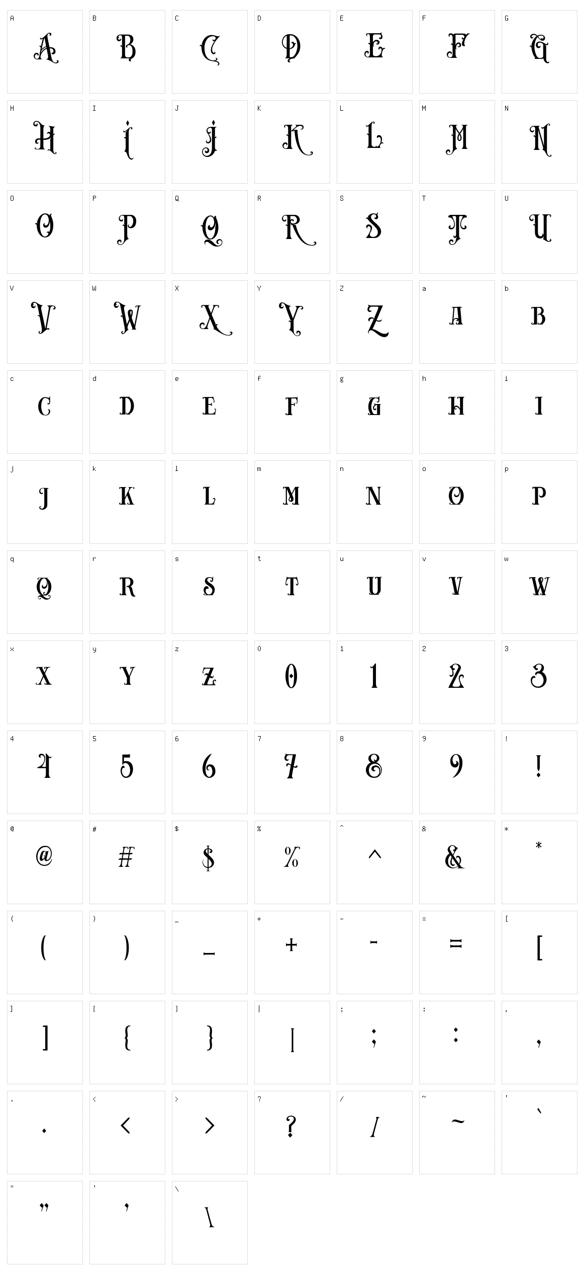 Carllosta Character Set