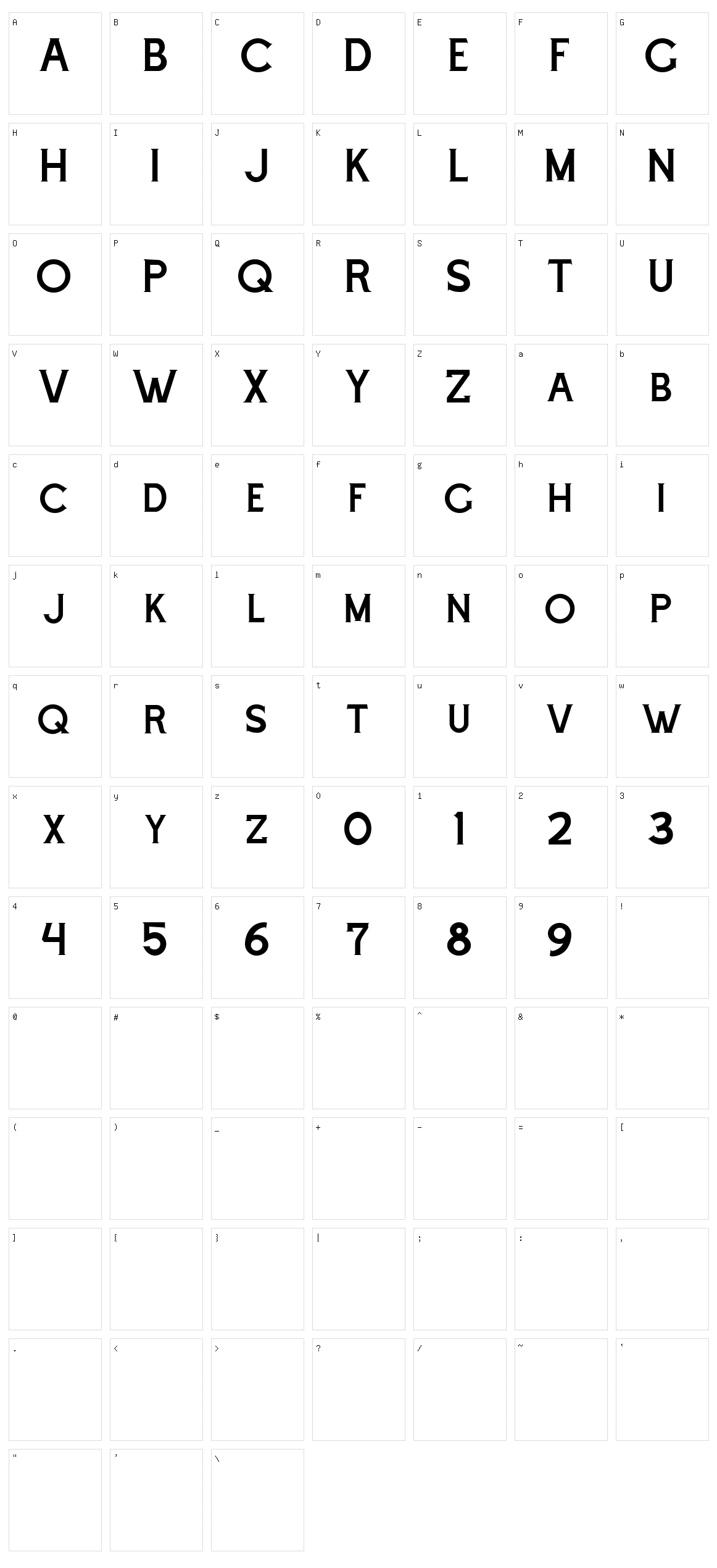 Cascade Character Set