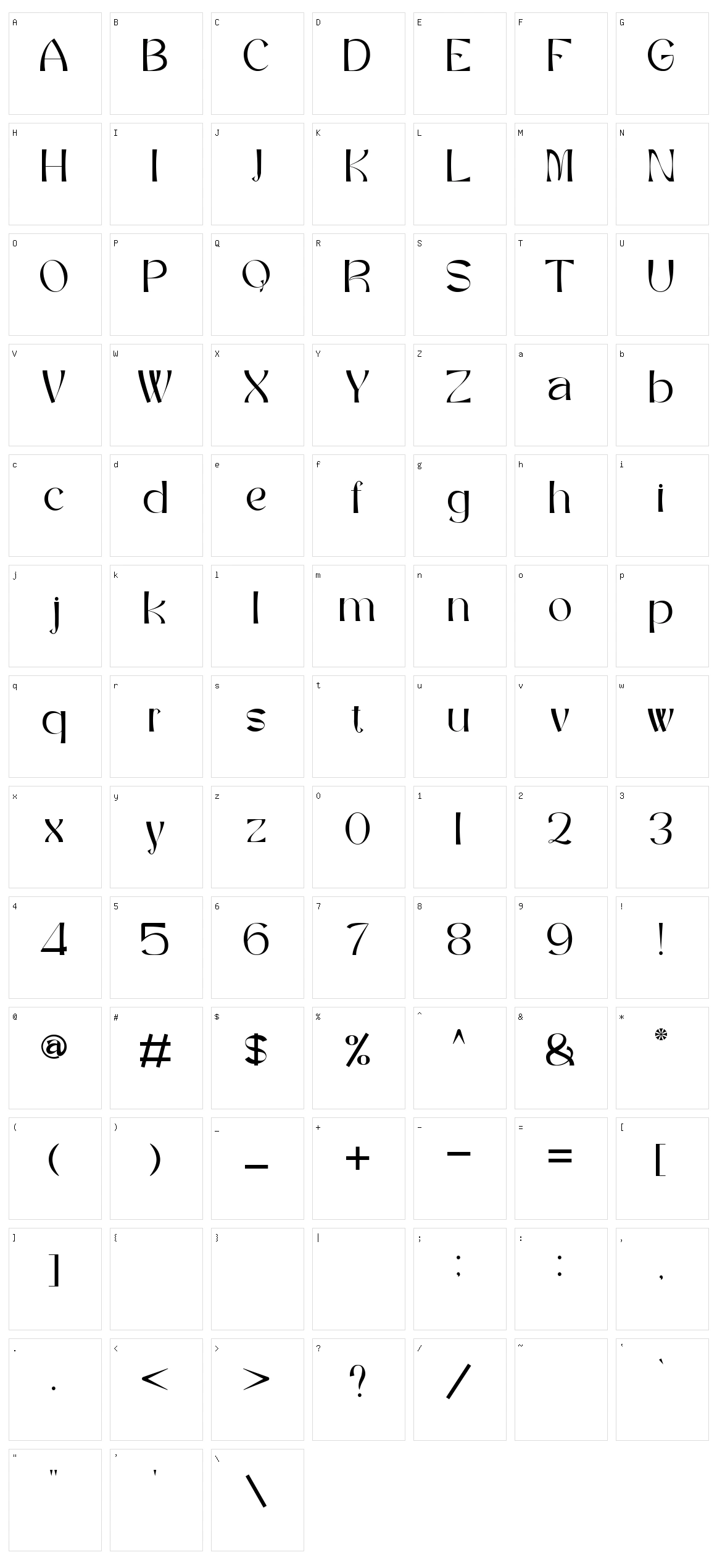 Cervin Asenoy Character Set