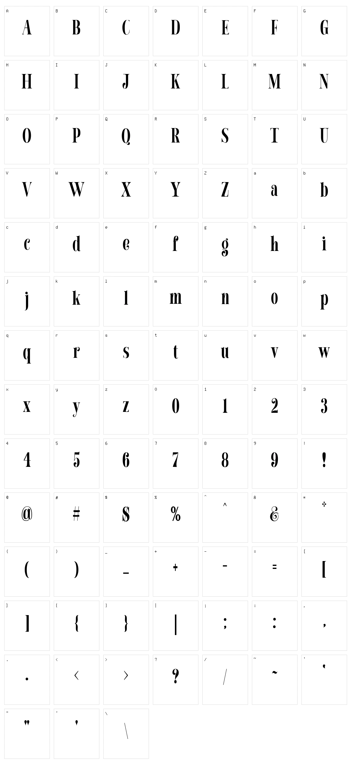 Chicago Darling Serif Character Set