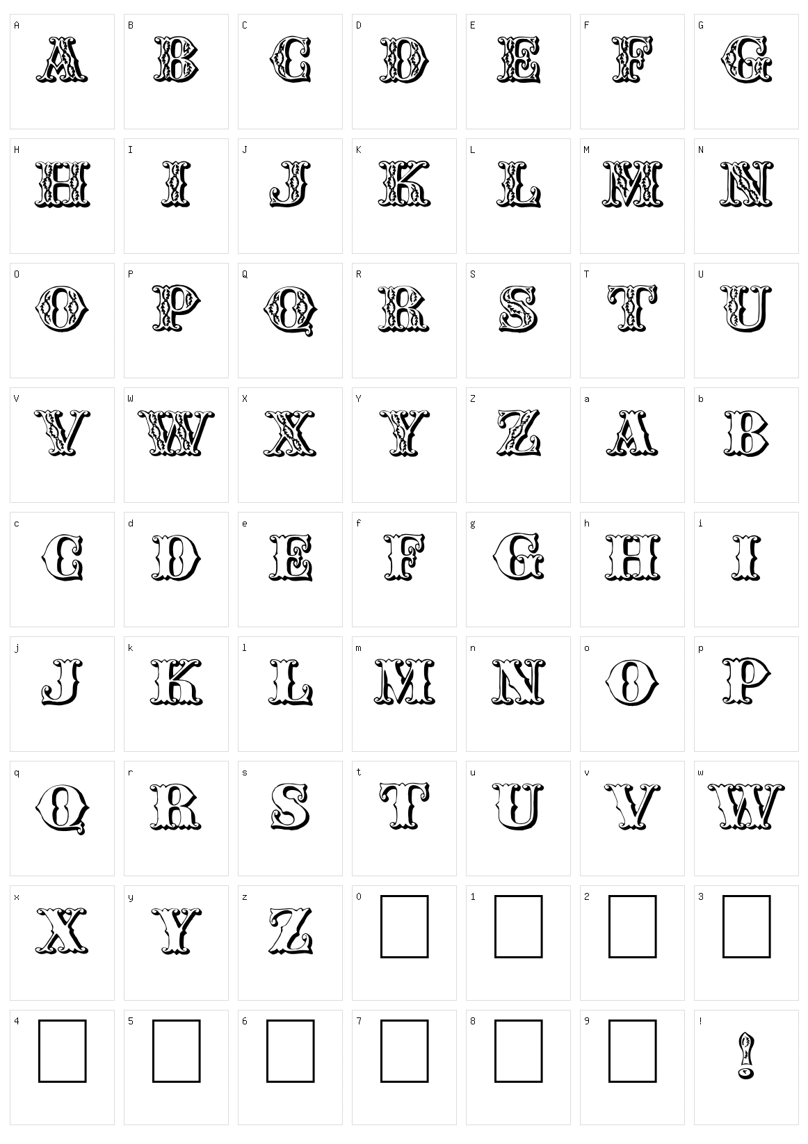 Chipperfield and Bailey Character Set