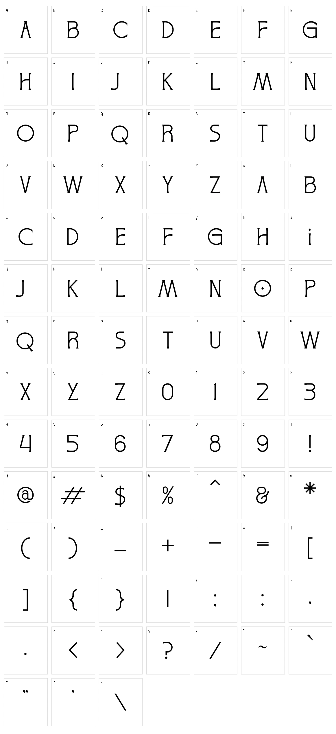 Cholvine Character Set