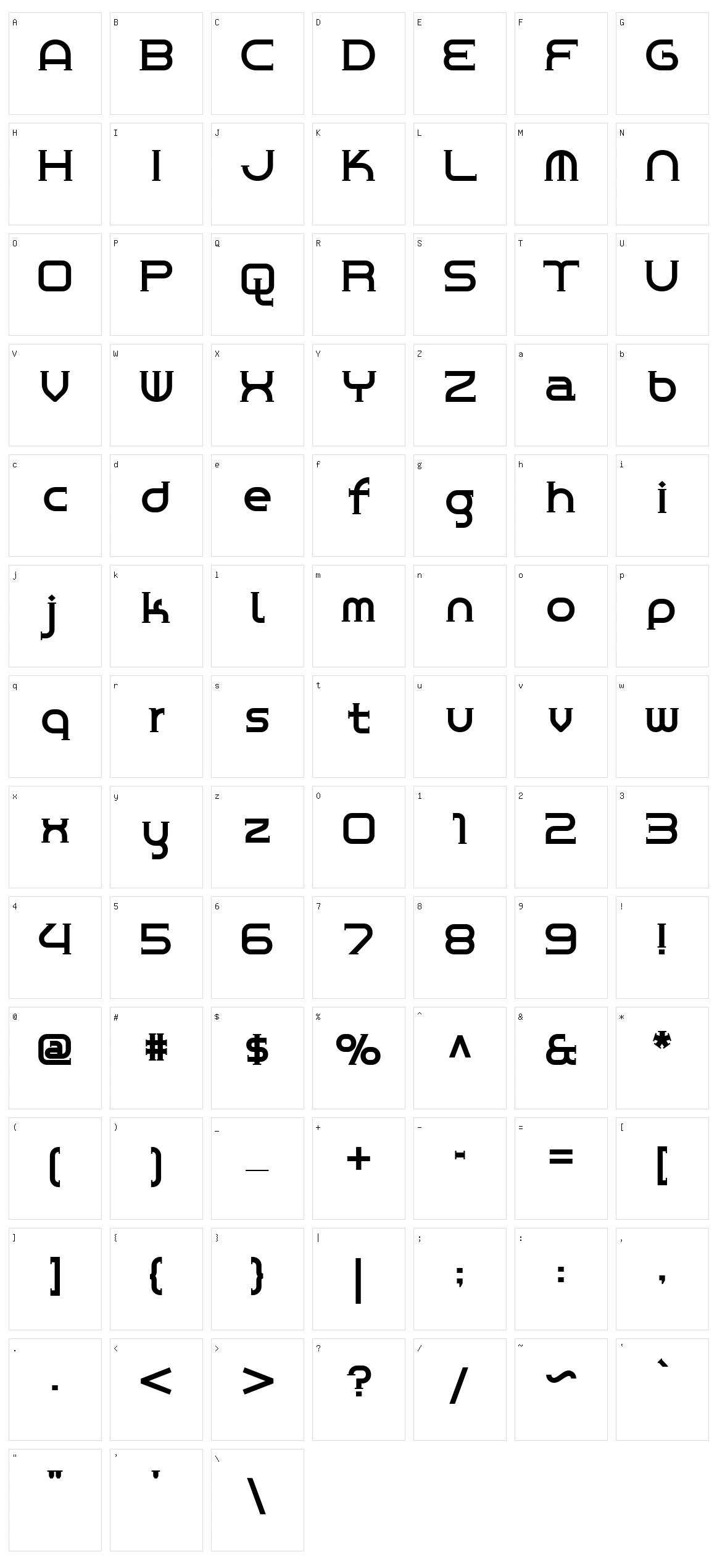 Chrome Yellow Character Set