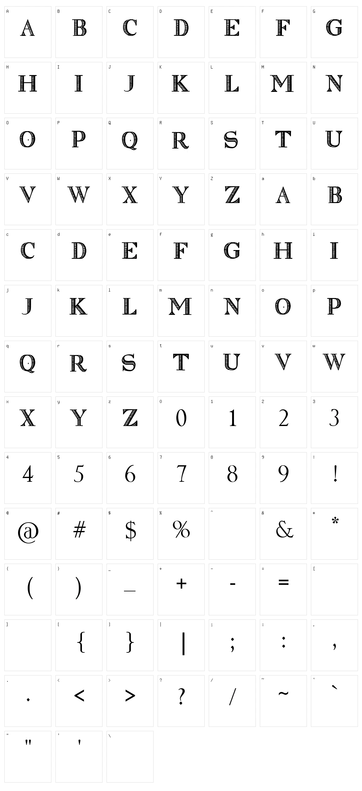 Clasica Striped Character Set