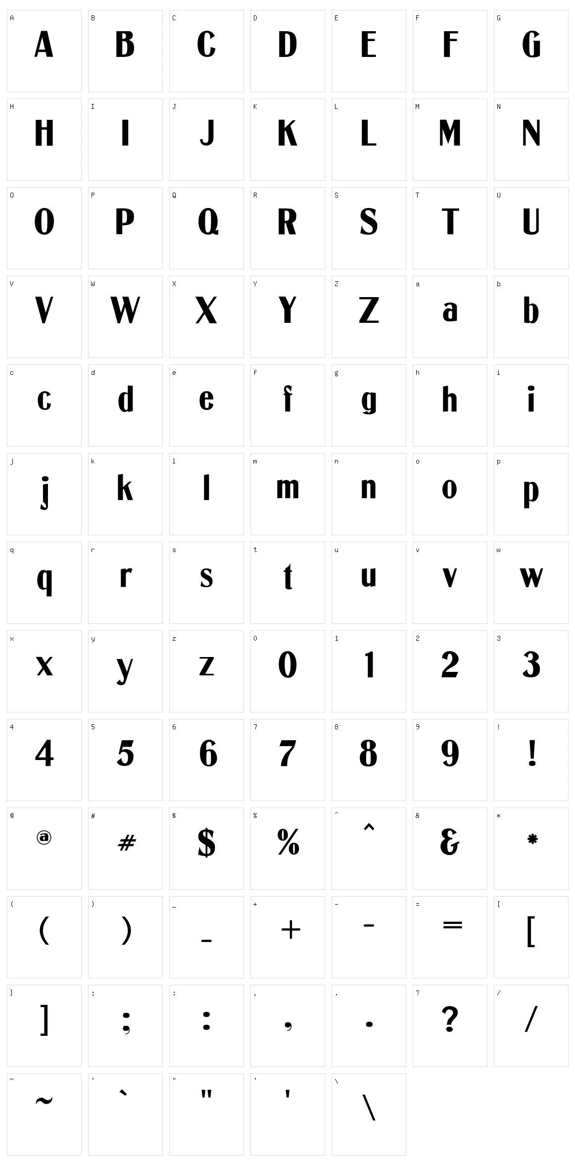 Cotrell CF Character Set