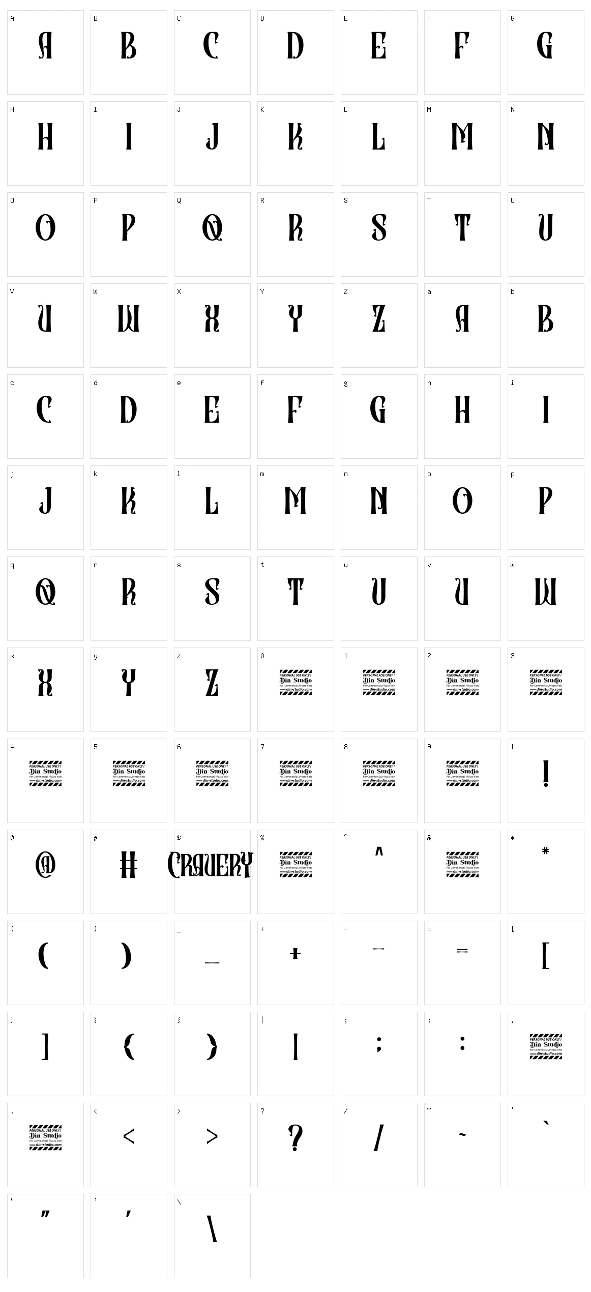 Cravery Character Set