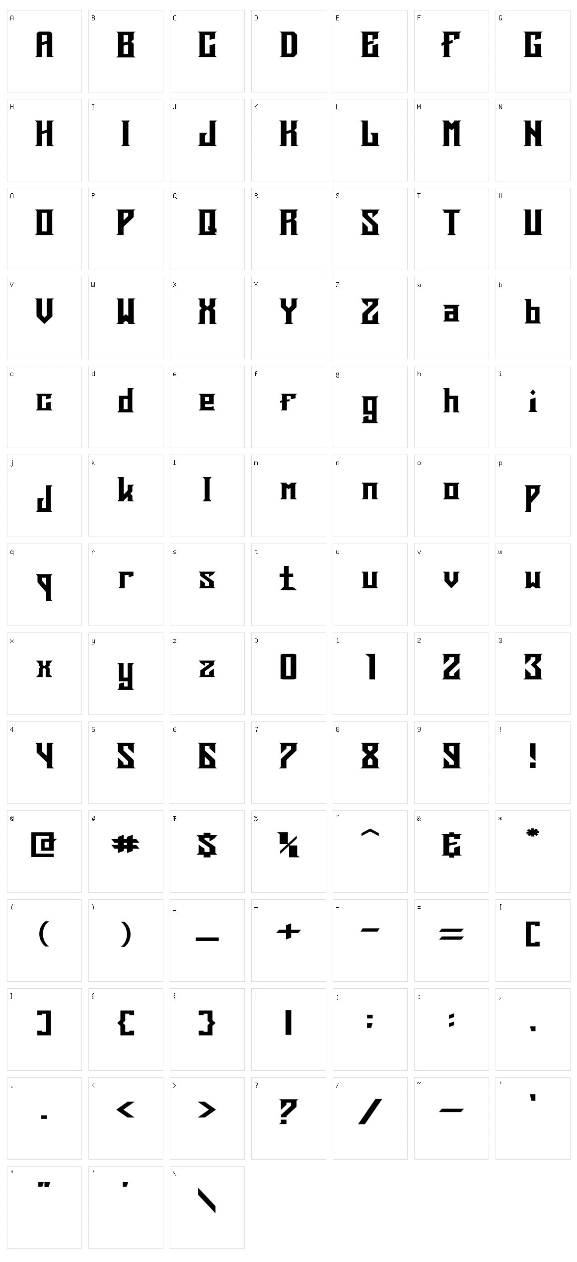 Deargod Character Set