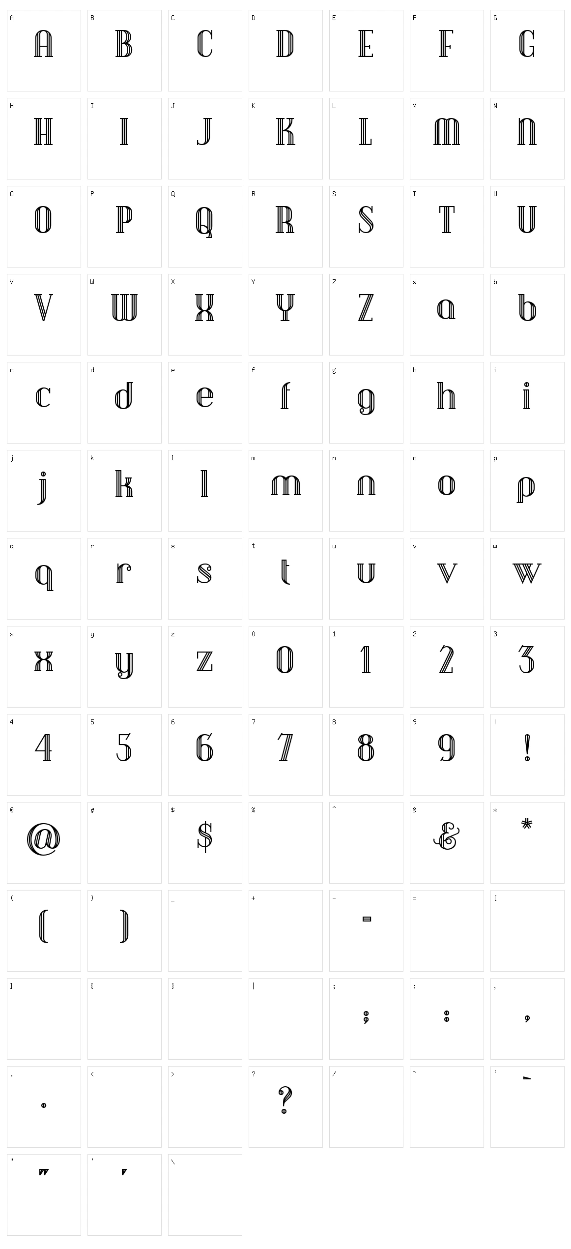 Debonair Inline Character Set