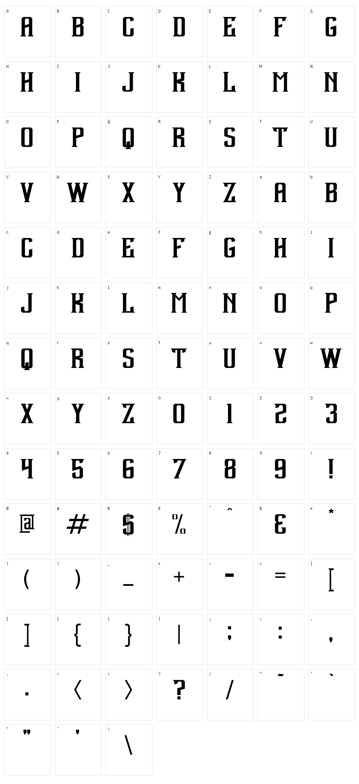 Debute Character Set