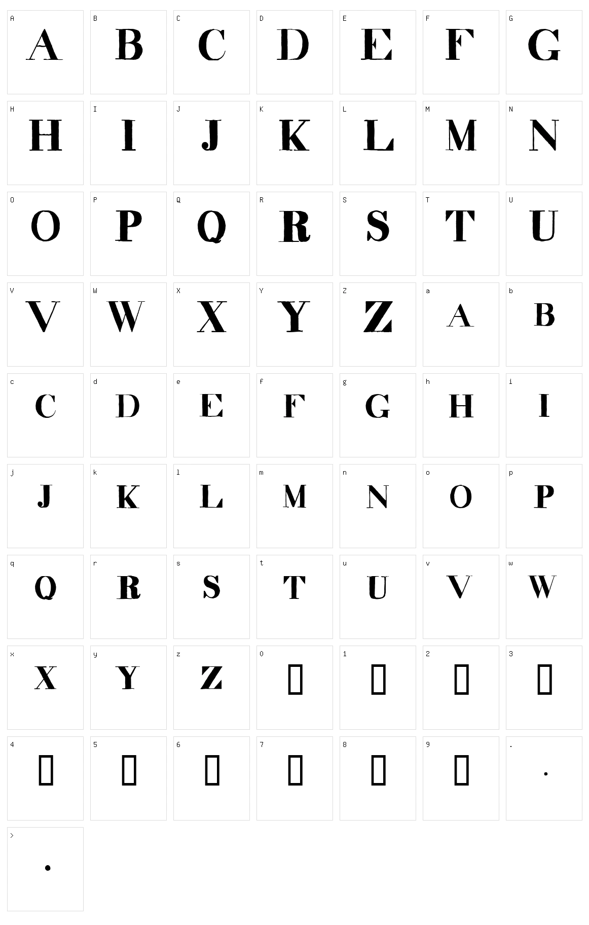 Decadence Character Set