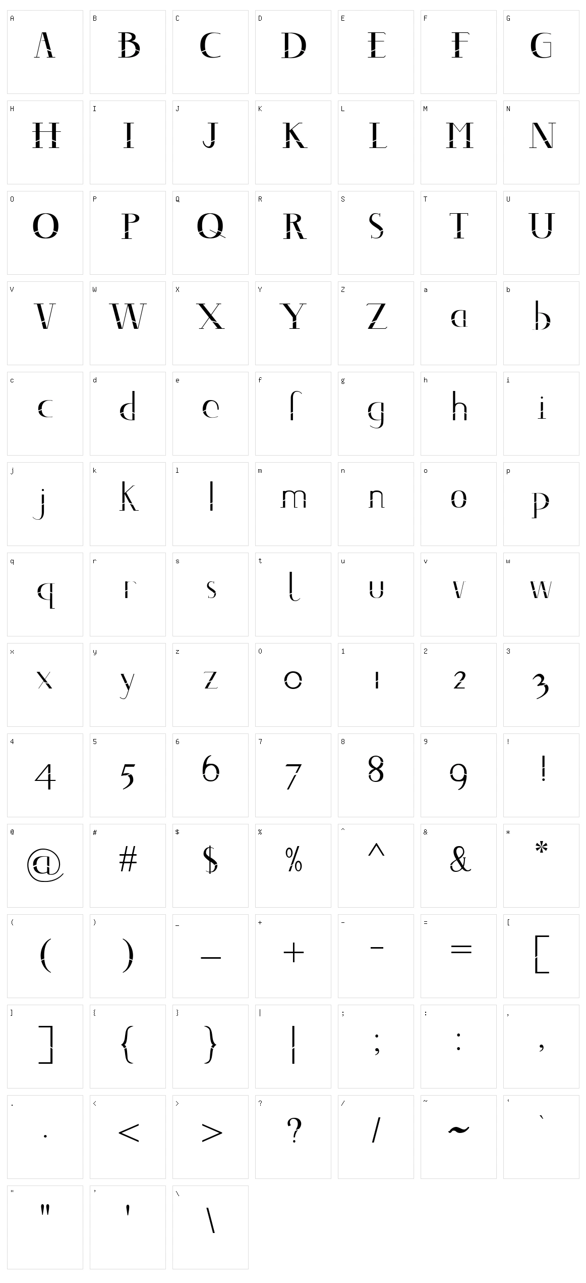 Deco Mon Type Character Set