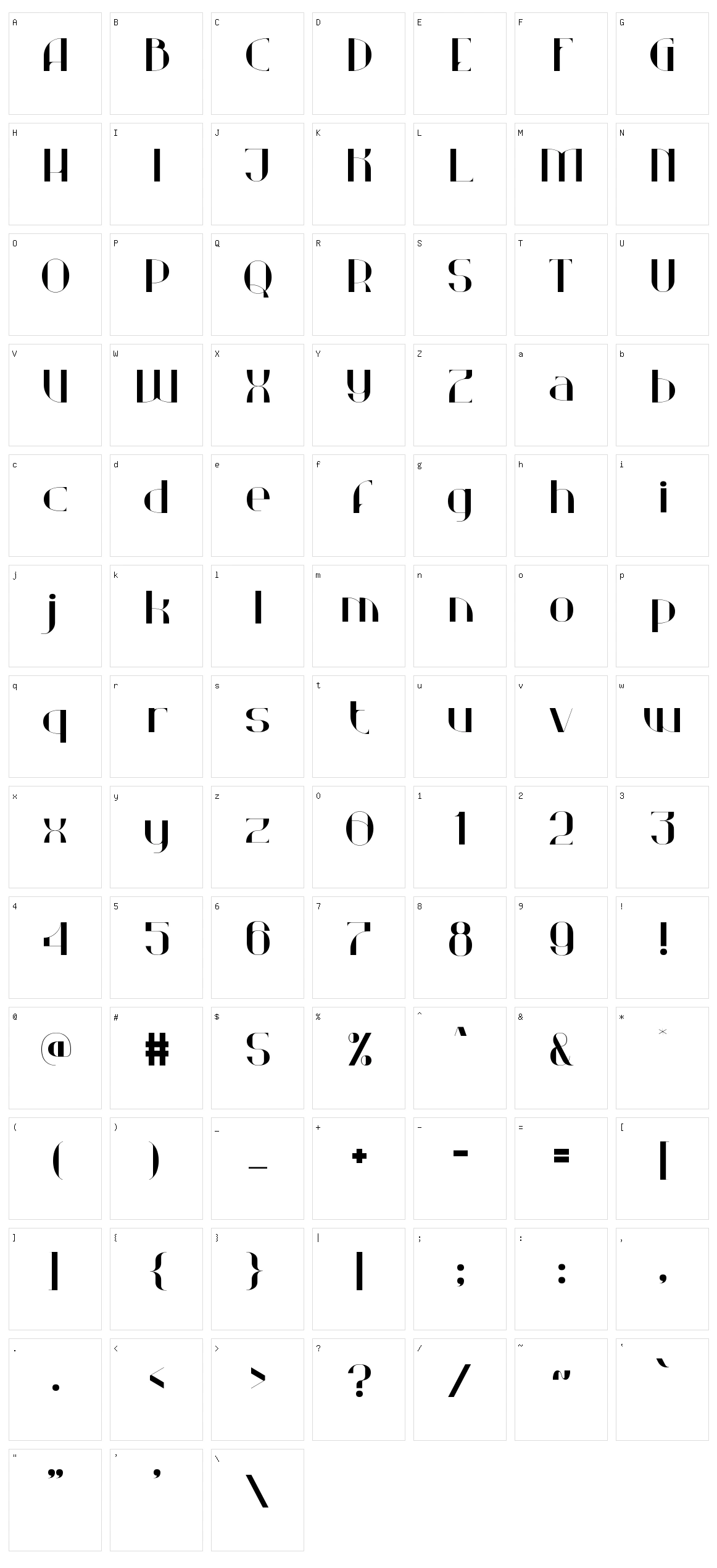 Decoera Character Set
