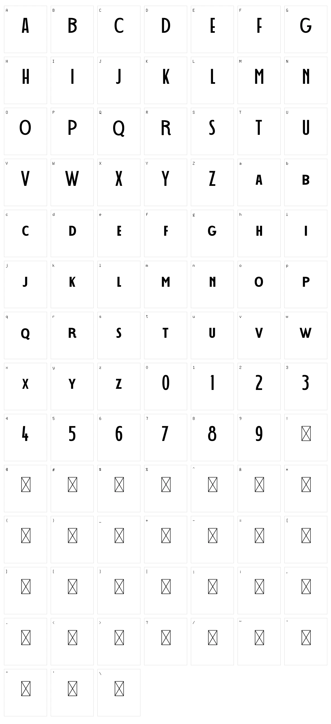 Decohead Character Set