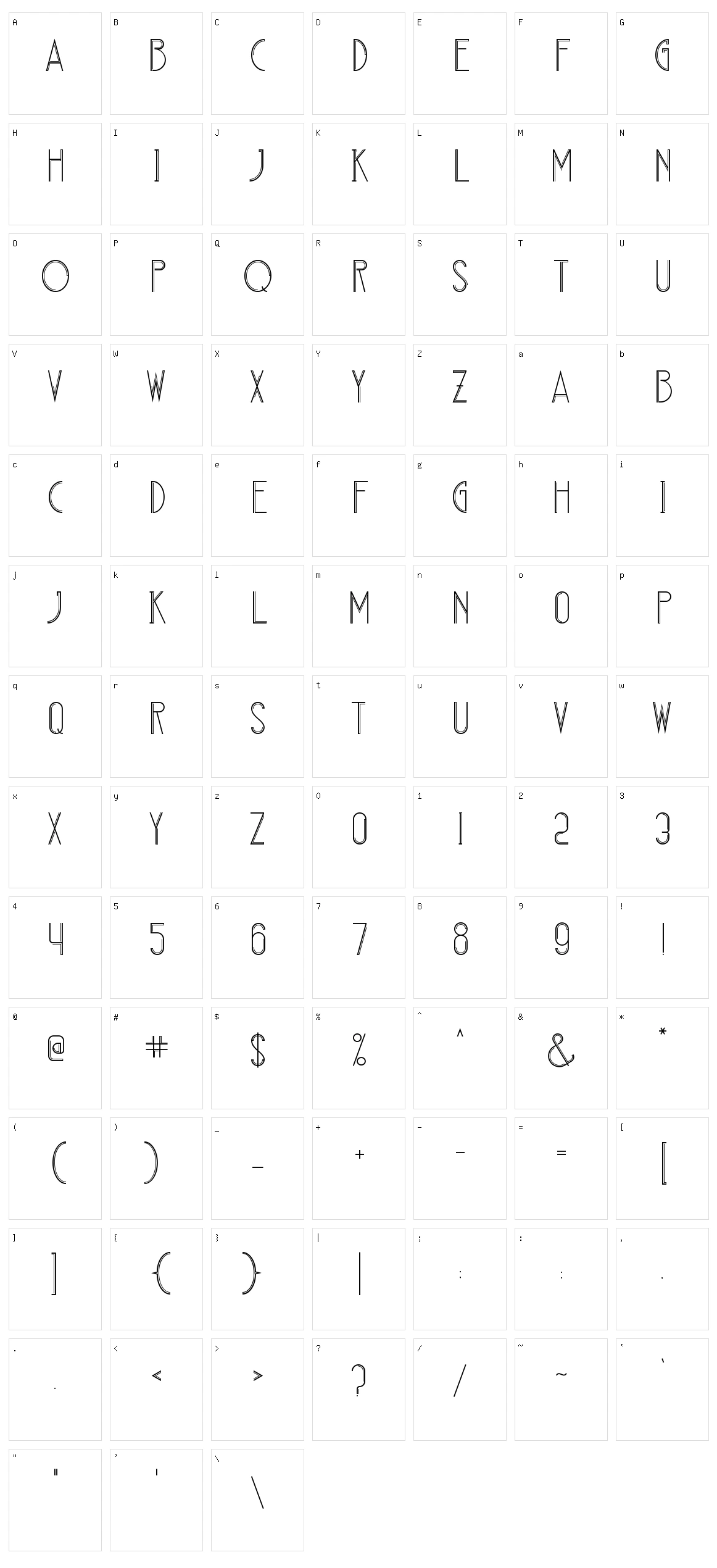 Deconico Character Set