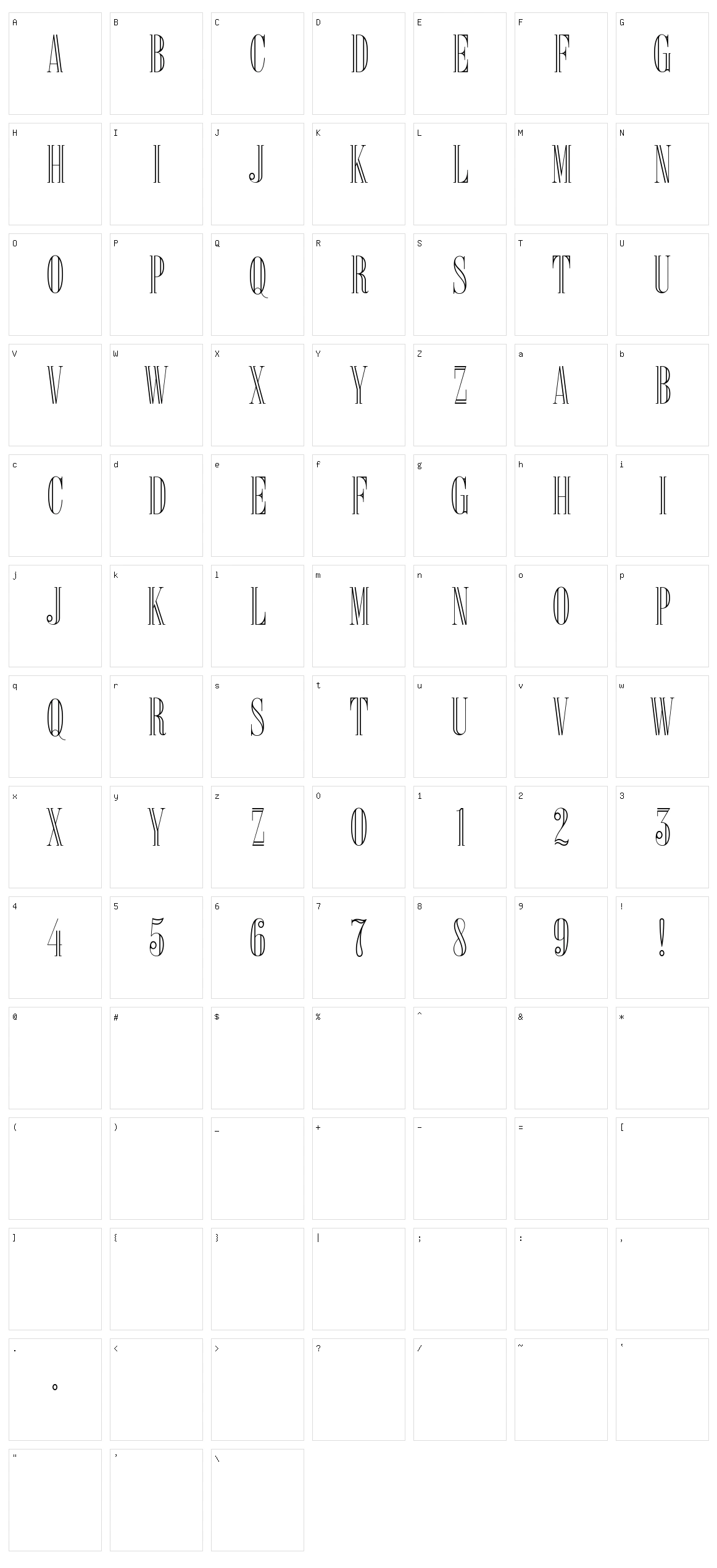 Delacorso Outlines Character Set