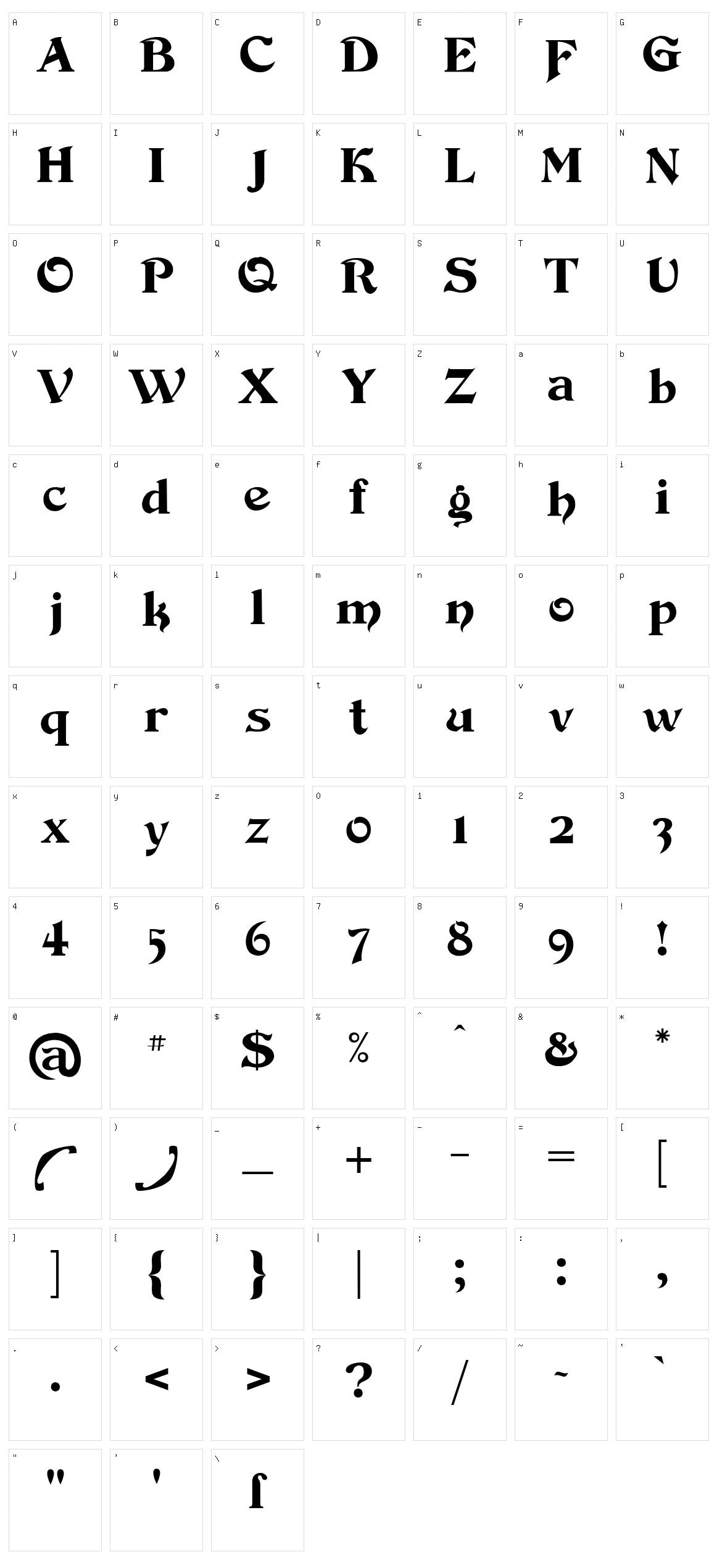 Devinne Swash Character Set