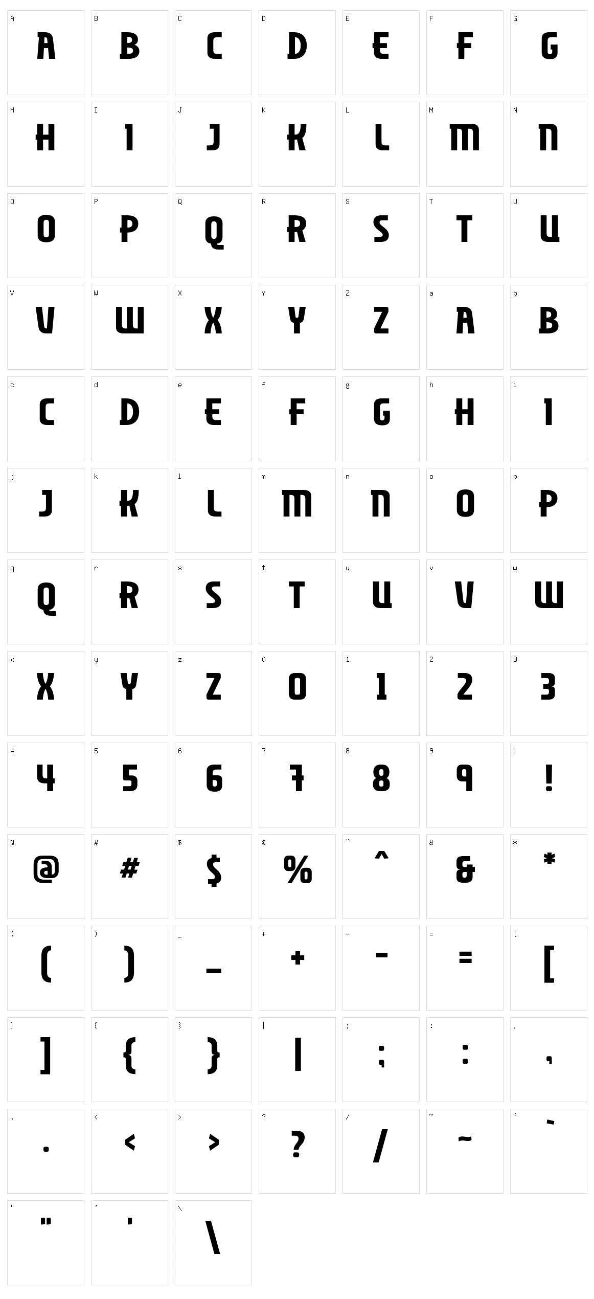 dfdMiliciana Character Set